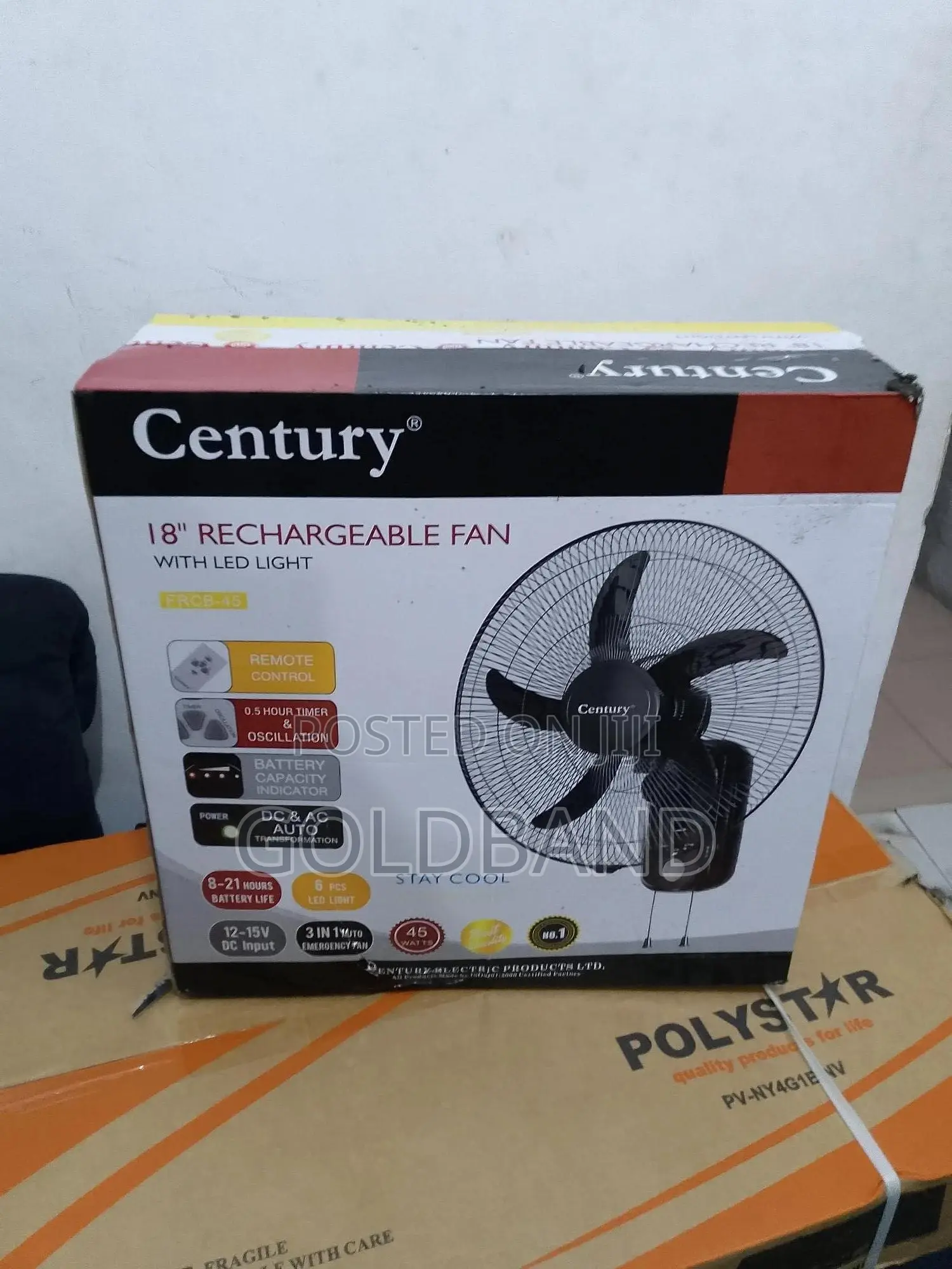 Stay Cool During Blackouts- Century 18-Inch Rechargeable Fan