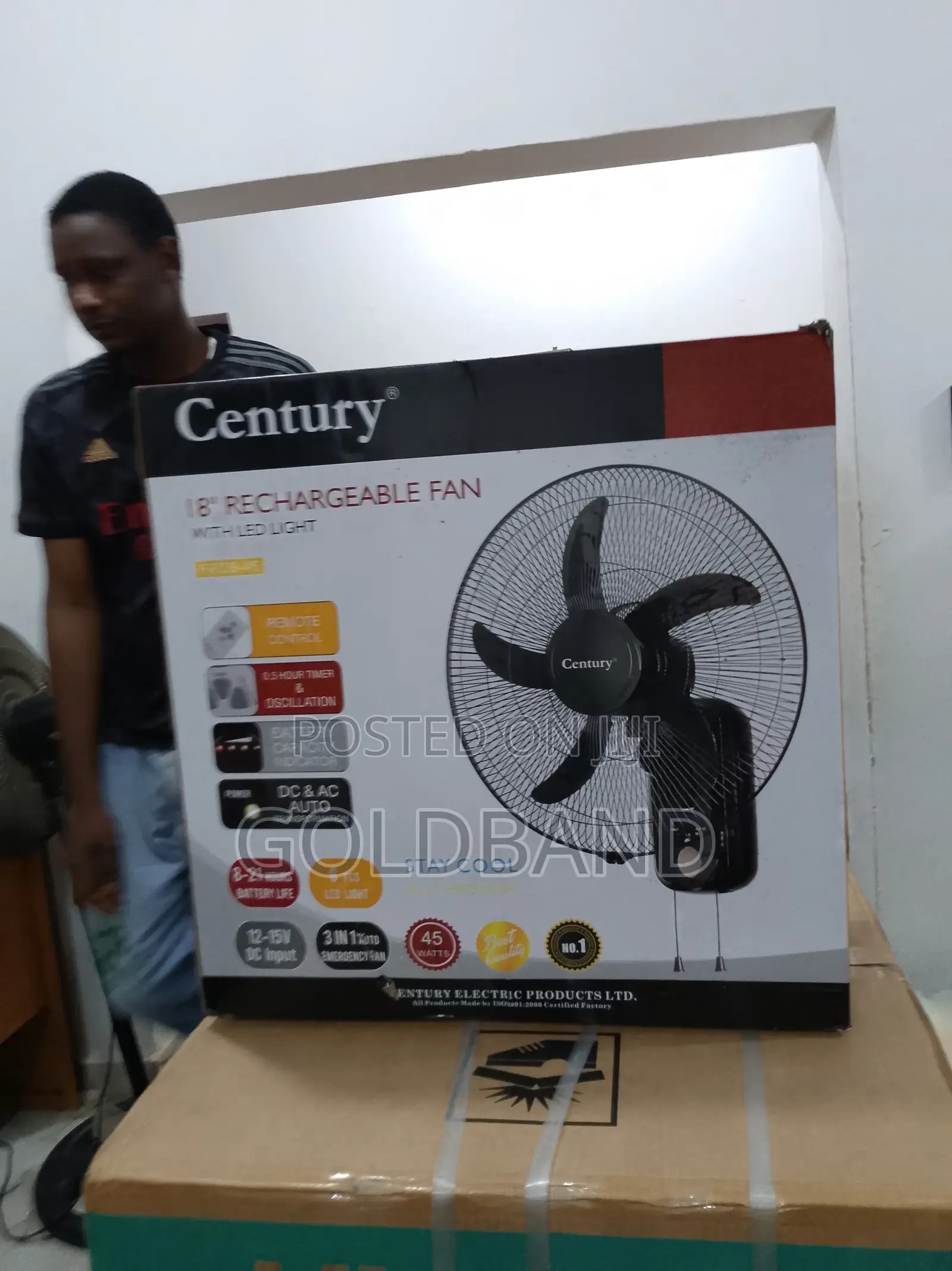 Cool Nights Bright Lights– Century 18" Rechargeable Fan