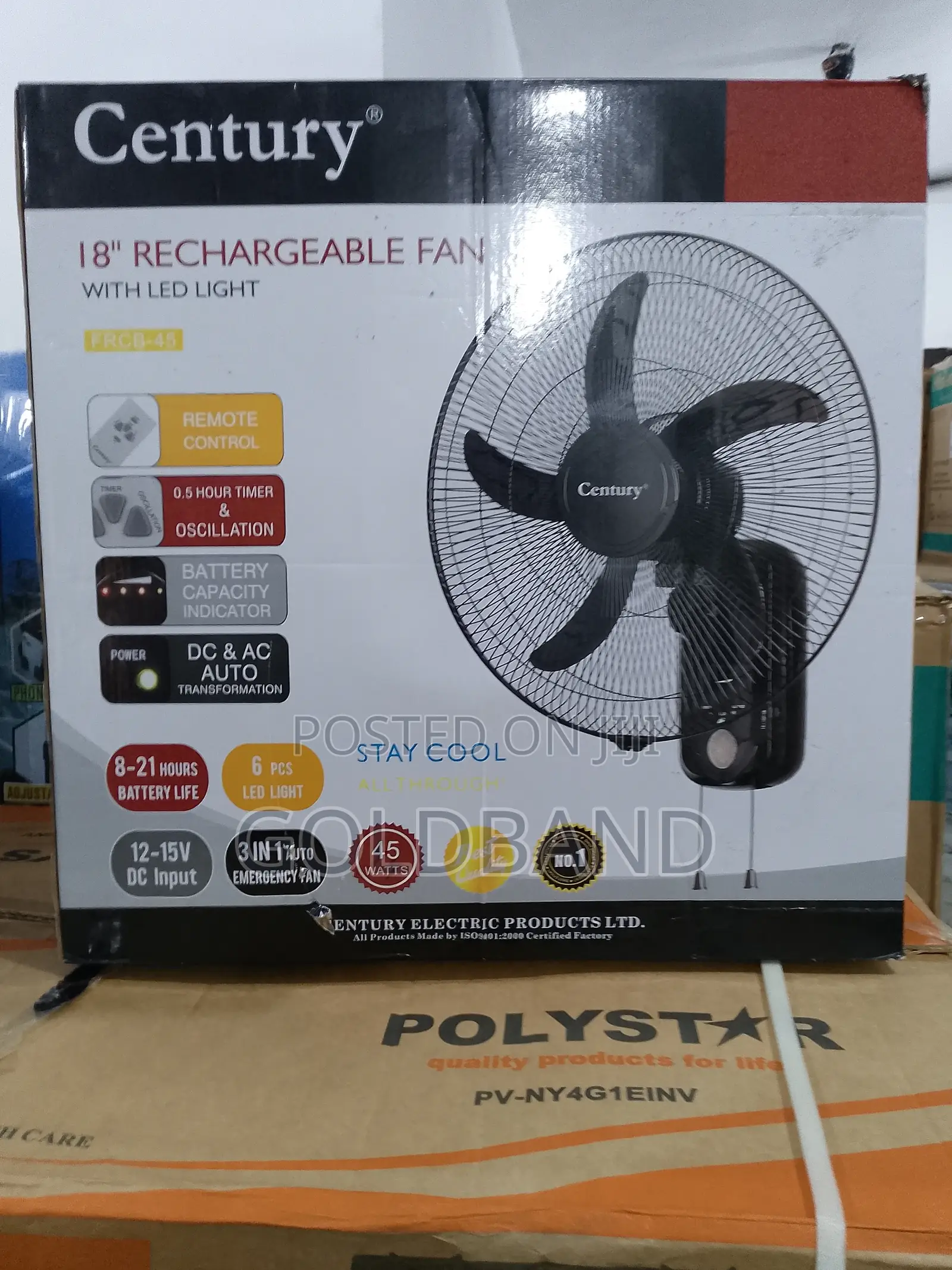 Cool Nights Bright Lights– Century 18" Rechargeable Fan