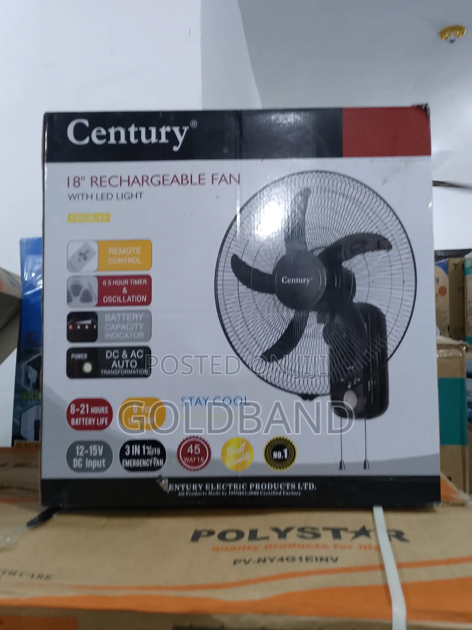 Ideal for Bedrooms Offices – Century 18" Wall Fan With Led