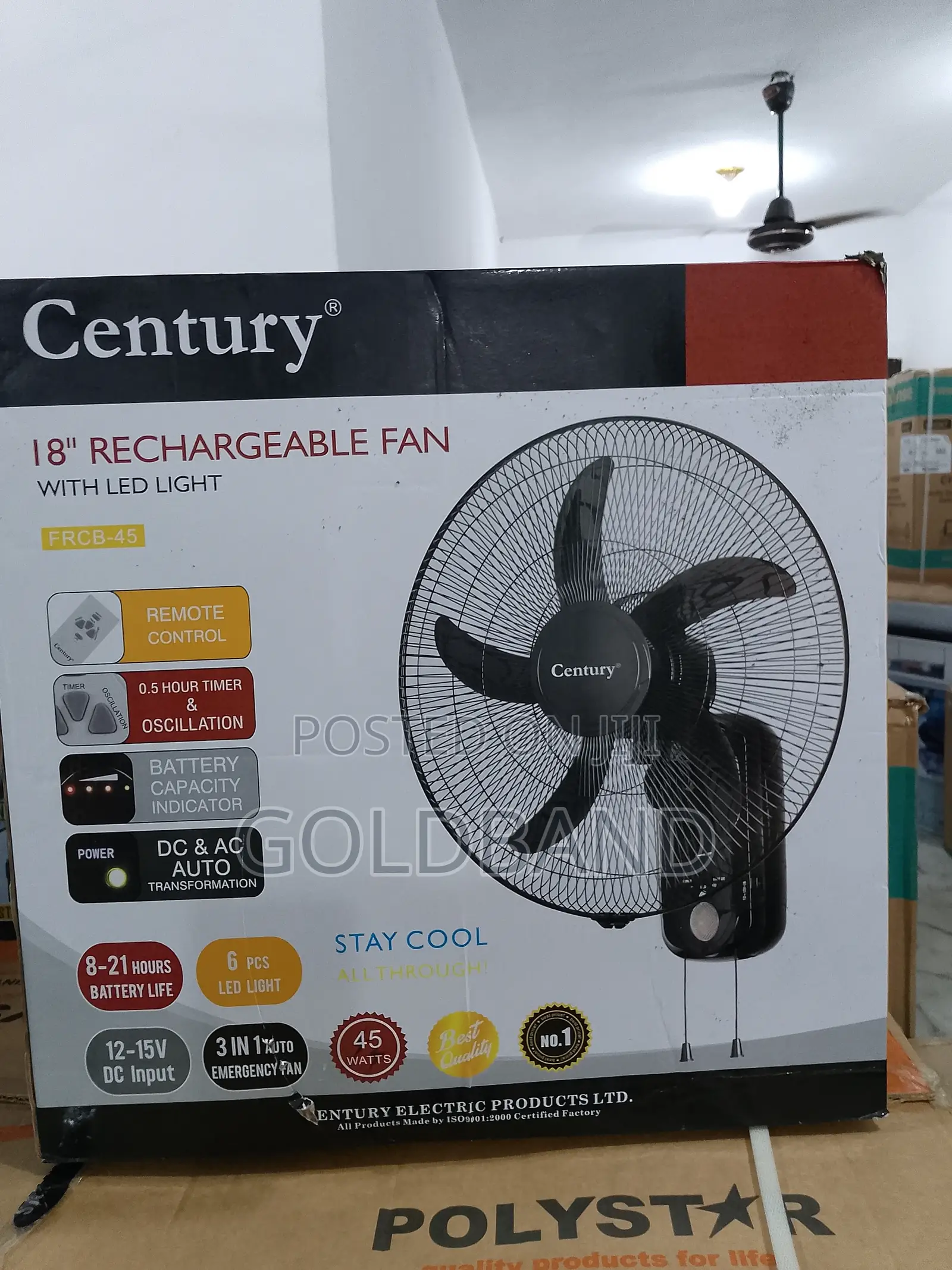Modern Airflow Solution- Century 18" Led Rechargeable Fan