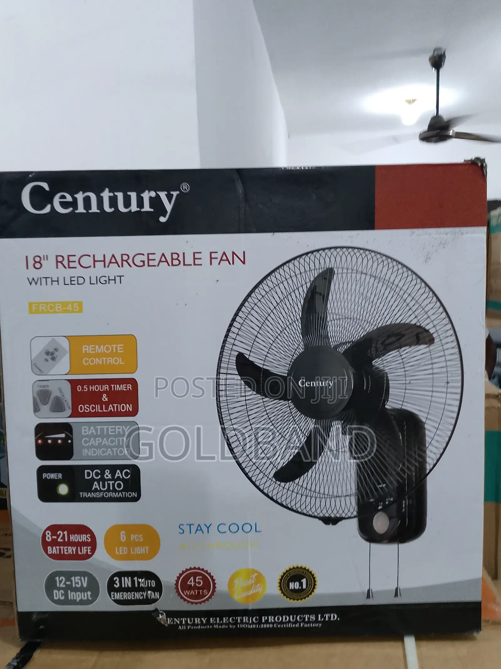 Modern Airflow Solution- Century 18" Led Rechargeable Fan