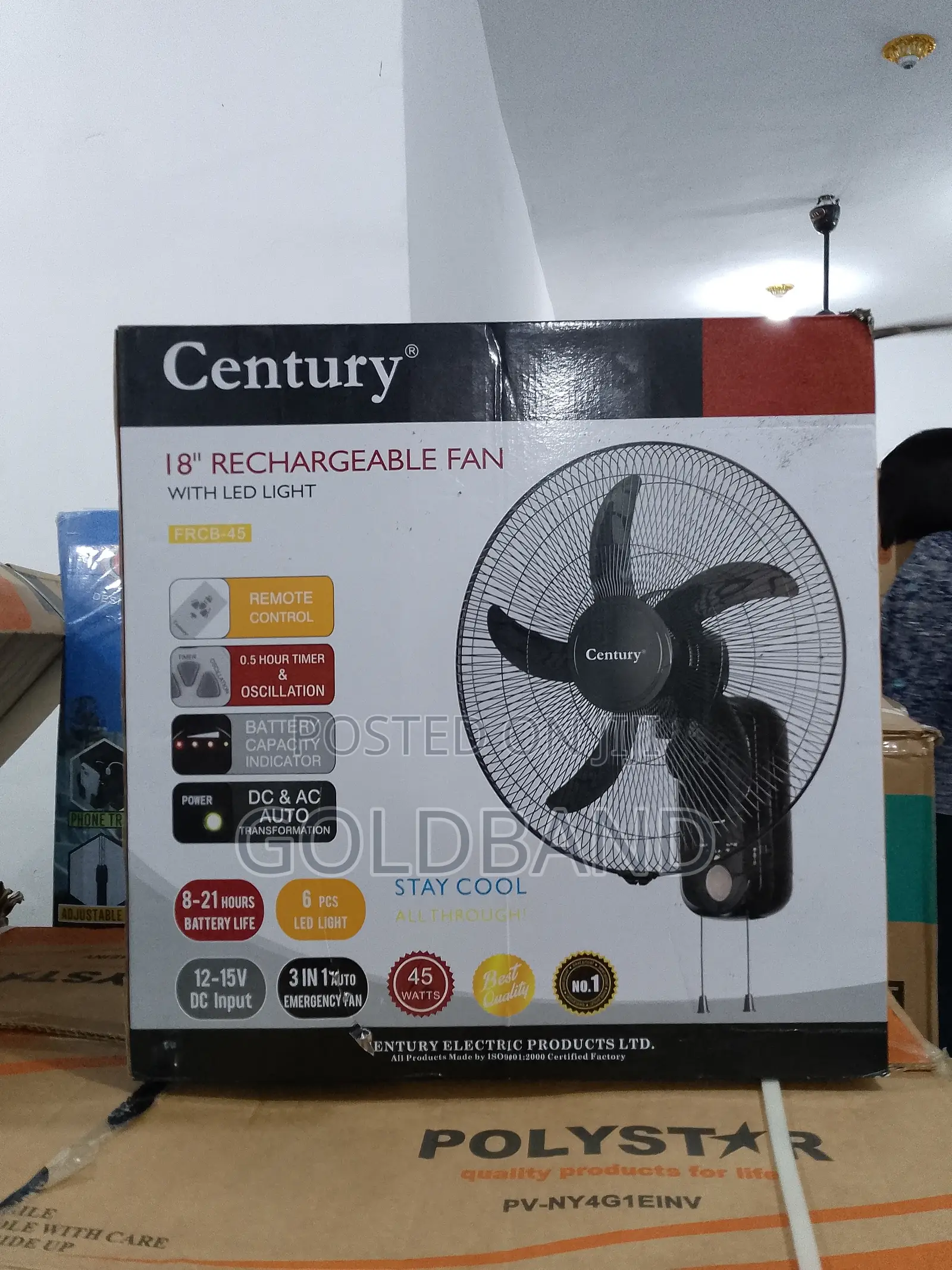 18" Century Wall Fan With Led – Battery Operated