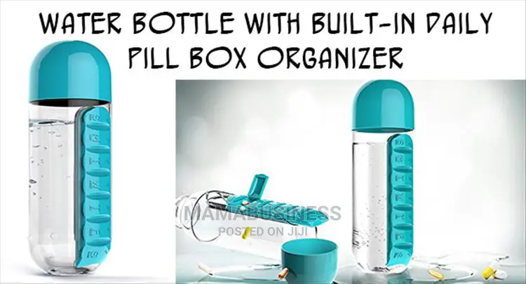 Pill Box Organizer With Water Bottle