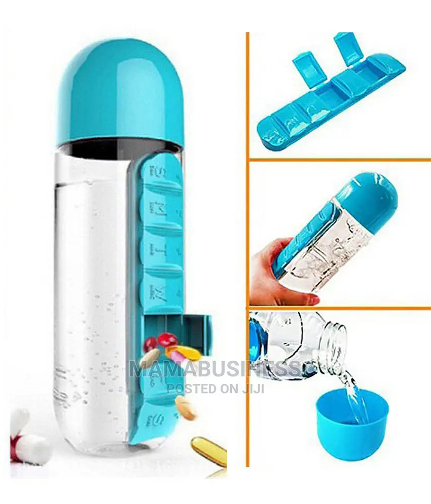Pill Box Organizer With Water Bottle