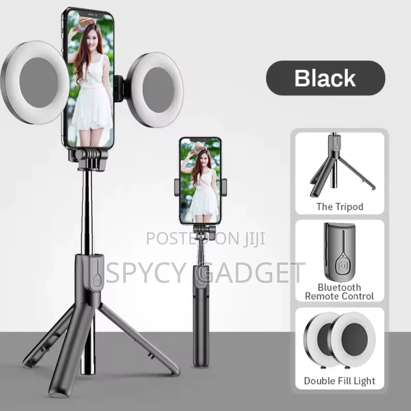 Mobile Selfie Stick Tripod With Double Led Light Remote