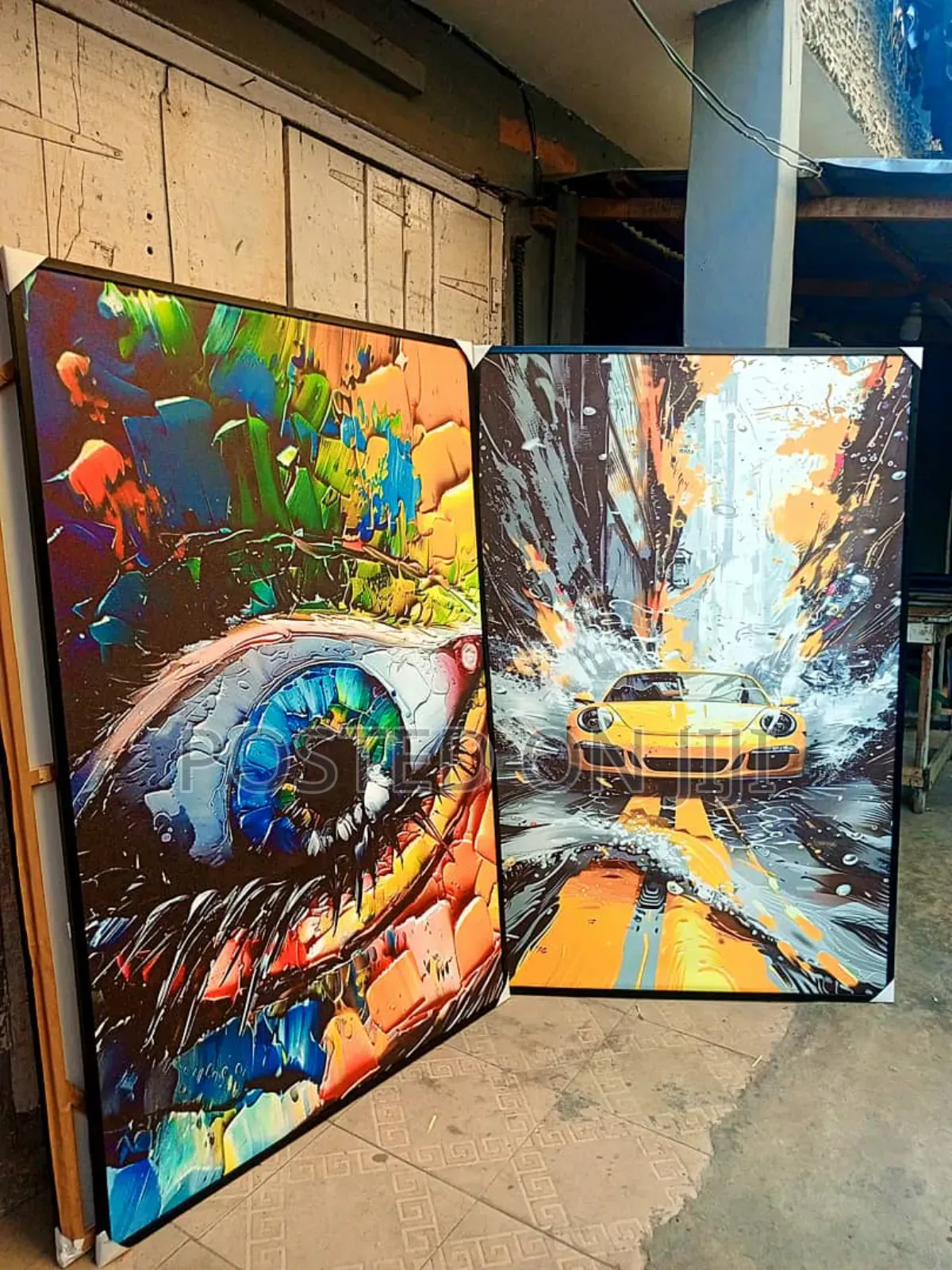 Abstract Eye, Car, Teddy, Little Girl Painting Canvas Prints