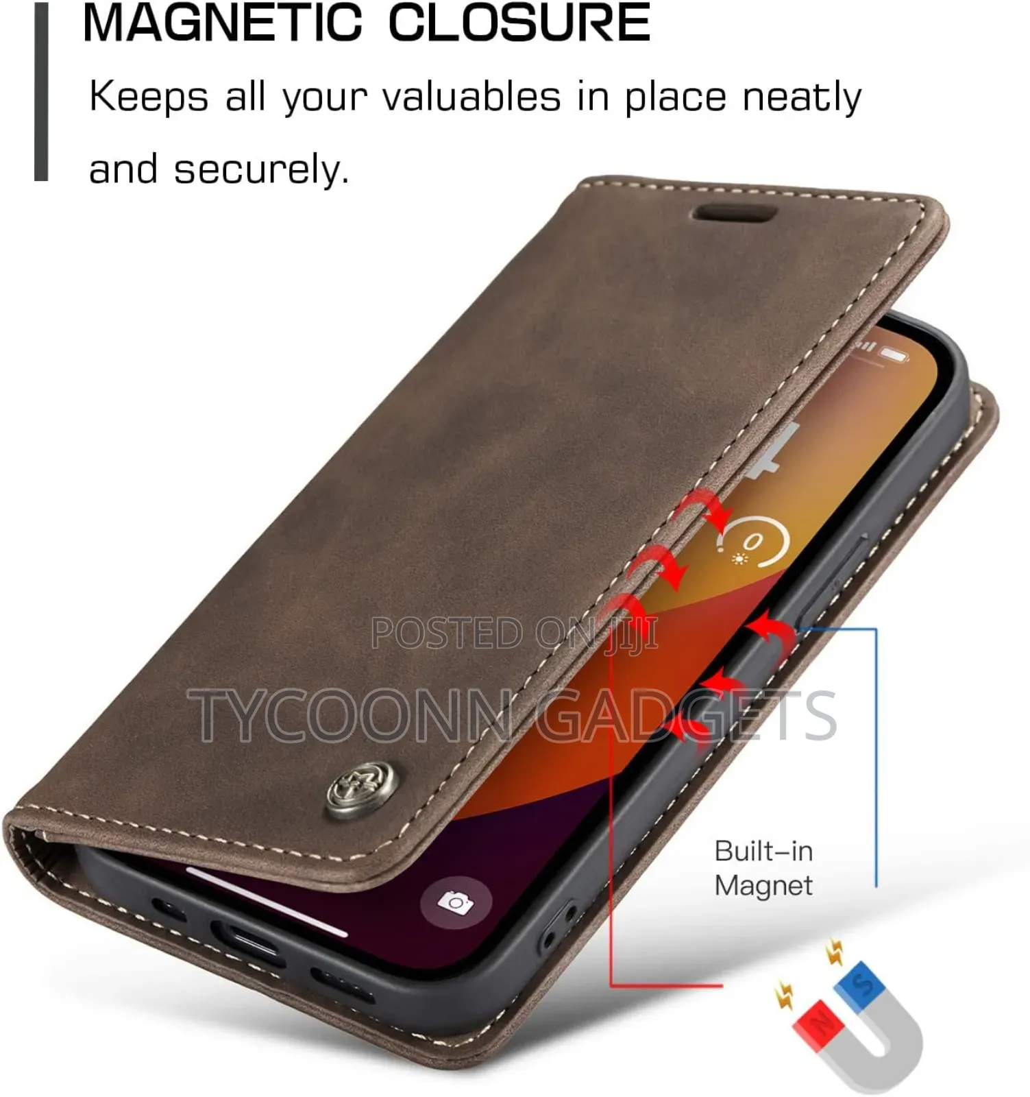 Leather Case With Card Slots for iPhone 13 14 15 16 Pro Max