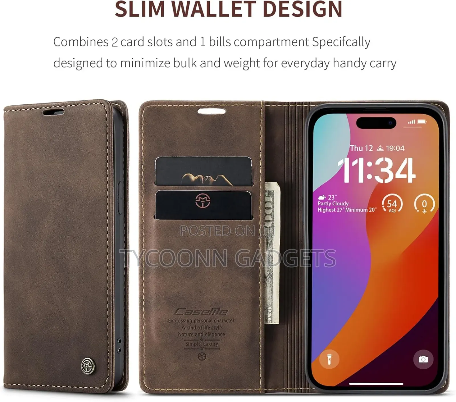 Leather Case With Card Slots for iPhone 13 14 15 16 Pro Max