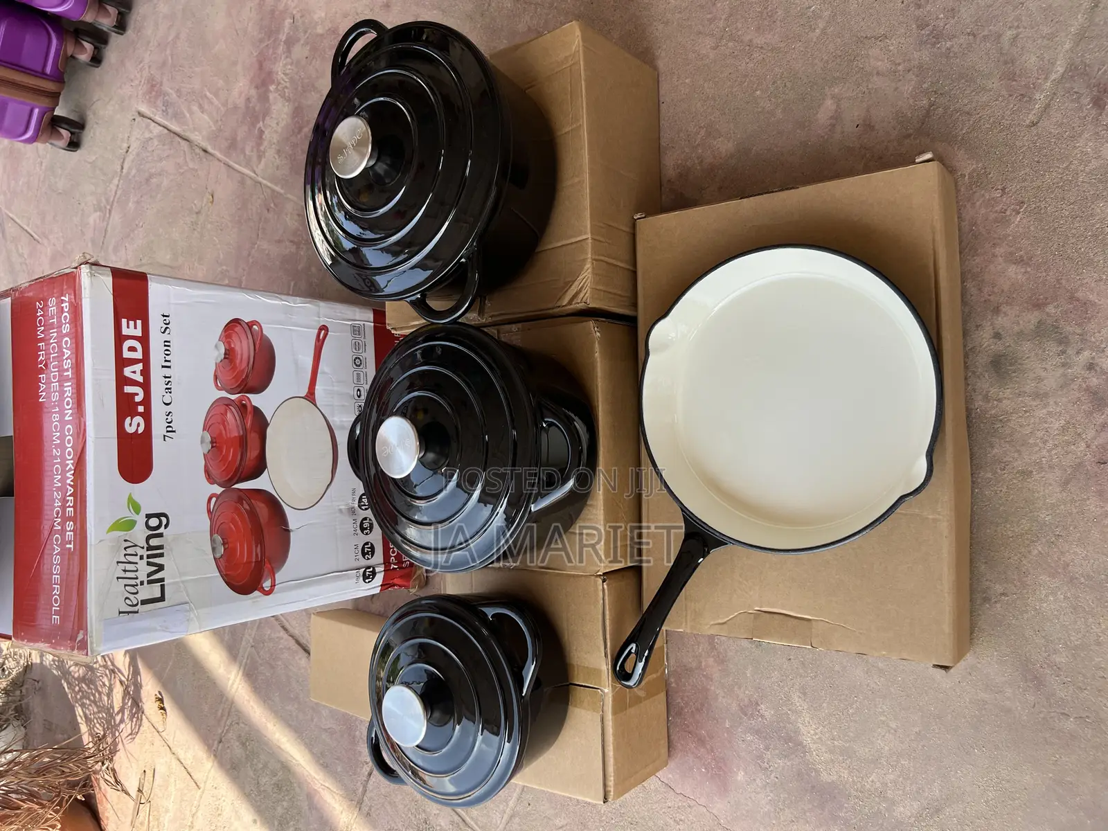 7pcs Enamel Cast Iron Pot