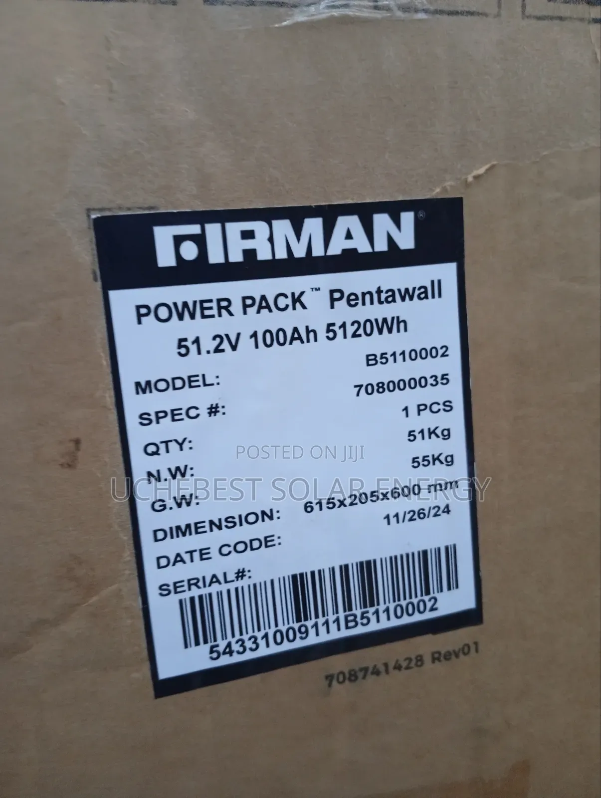 5kwh/48v Firman Dry Cell Lithium Battery