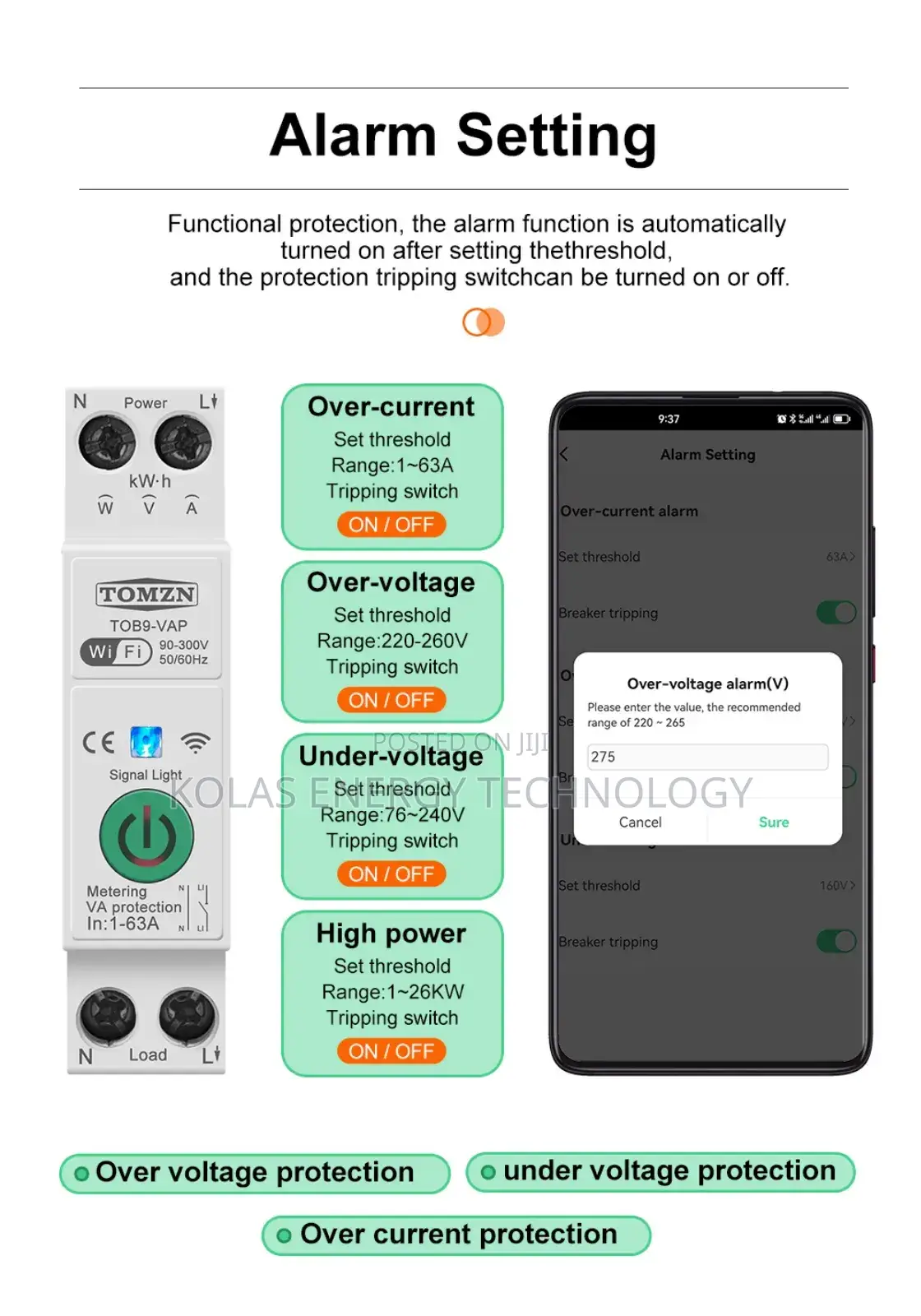 Tomzn 50a Wifi Smart Switch Energy Meter