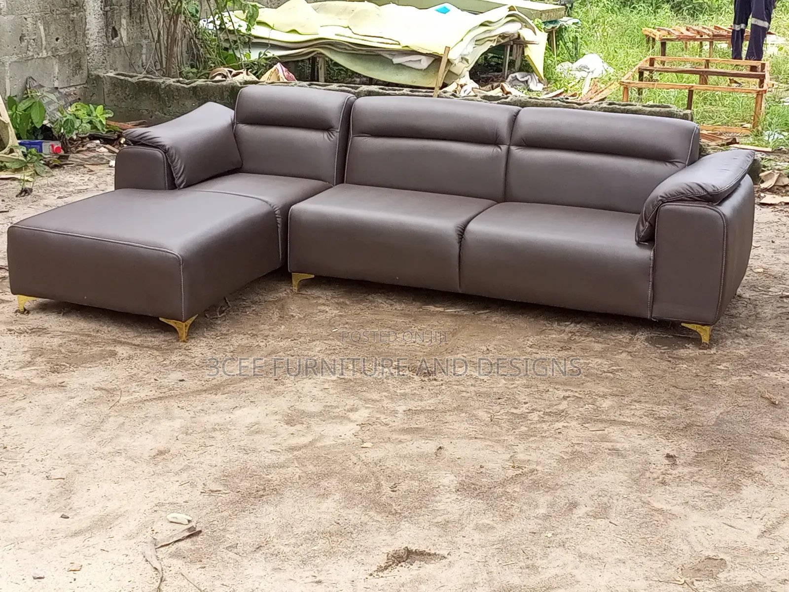 Coffee Brown Leather Sectional Couch
