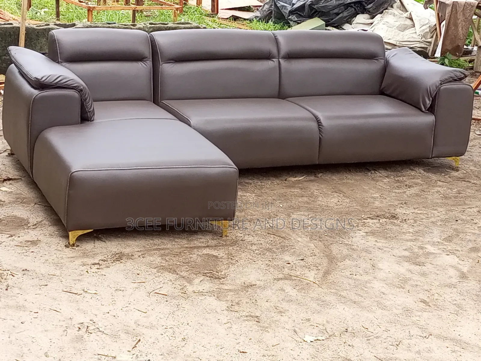 Coffee Brown Leather Sectional Couch