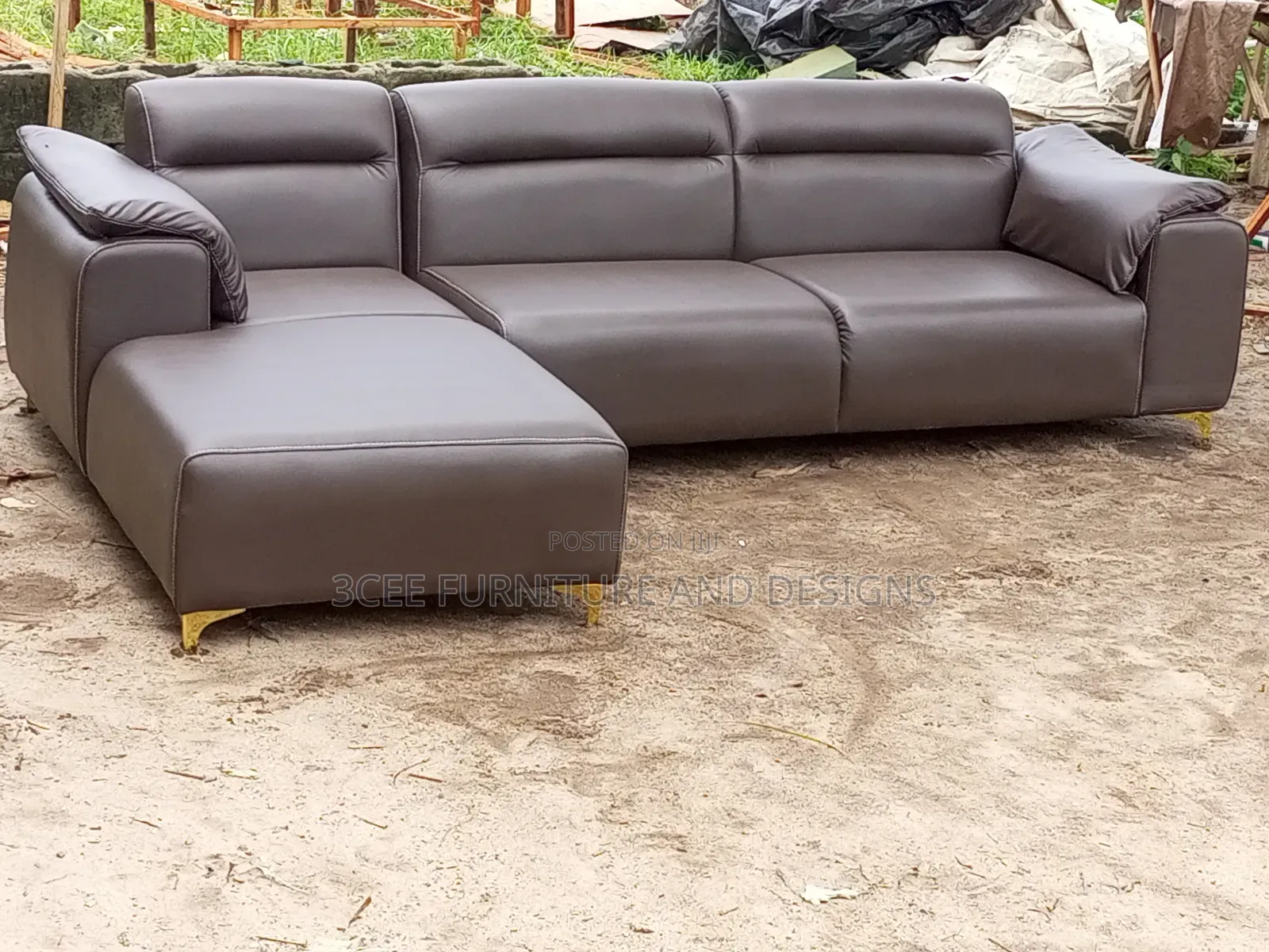 Coffee Brown Leather Sectional Couch
