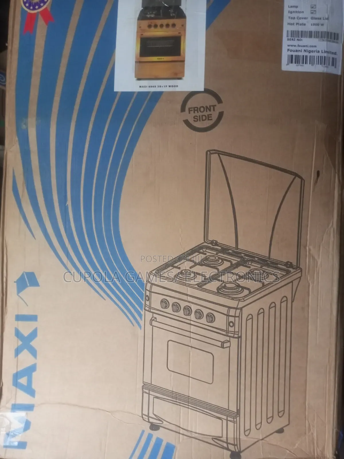 Maxi Gas Cooker 3b1 ,60by60gas Cylinder/Oven