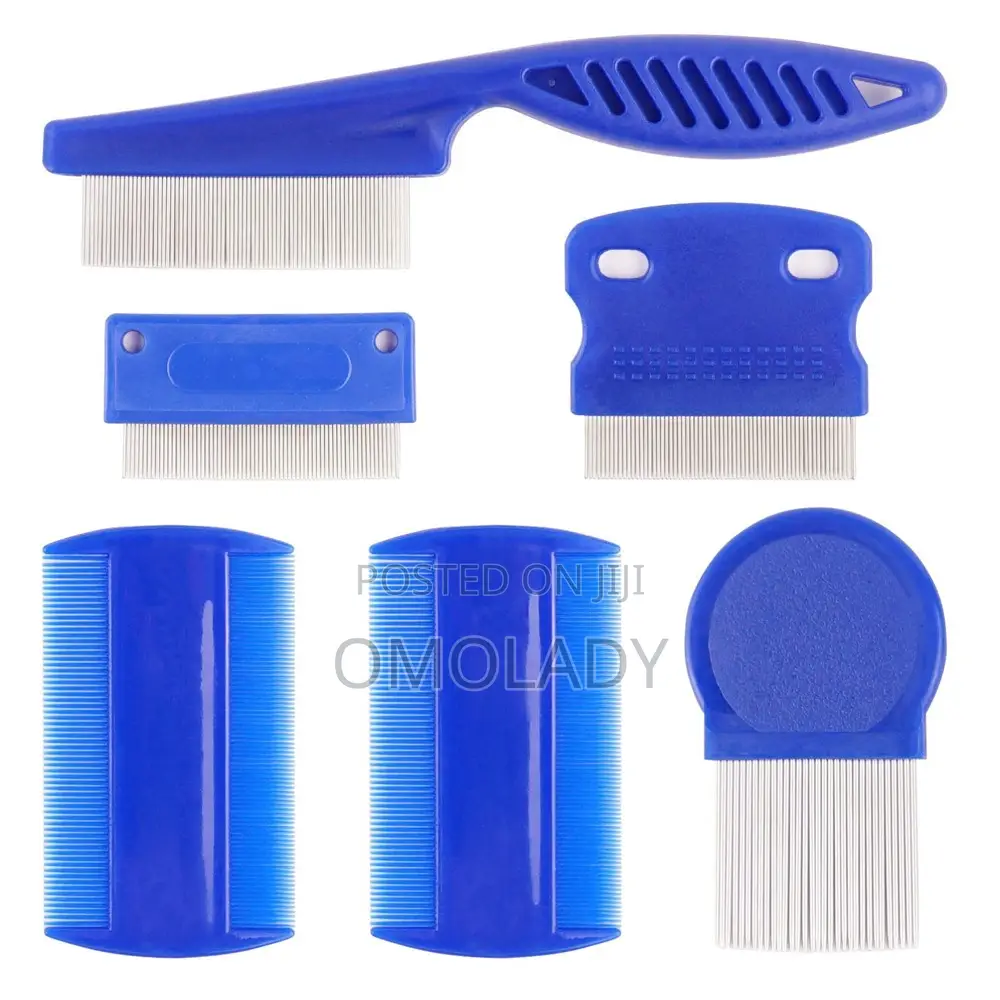 6pcs Set Blue Comb Stainless Steel Pet Flea Comb