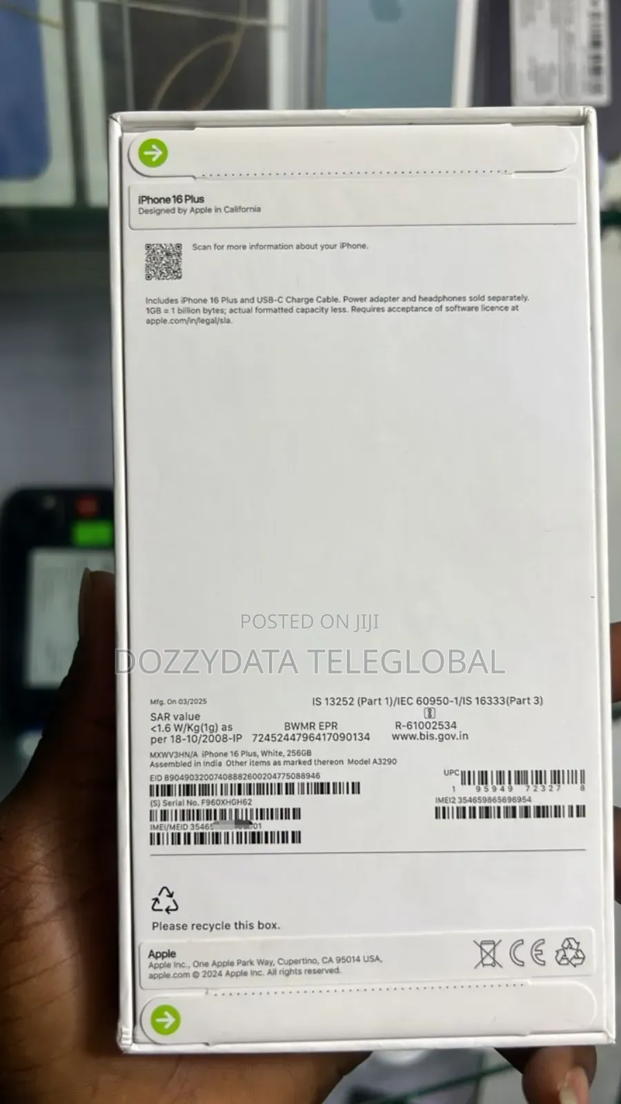 New Apple iPhone 16 Plus 256 GB White