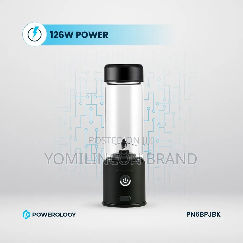 Powerology New 6-Blade Portable Juicer 450ml 126w - Black