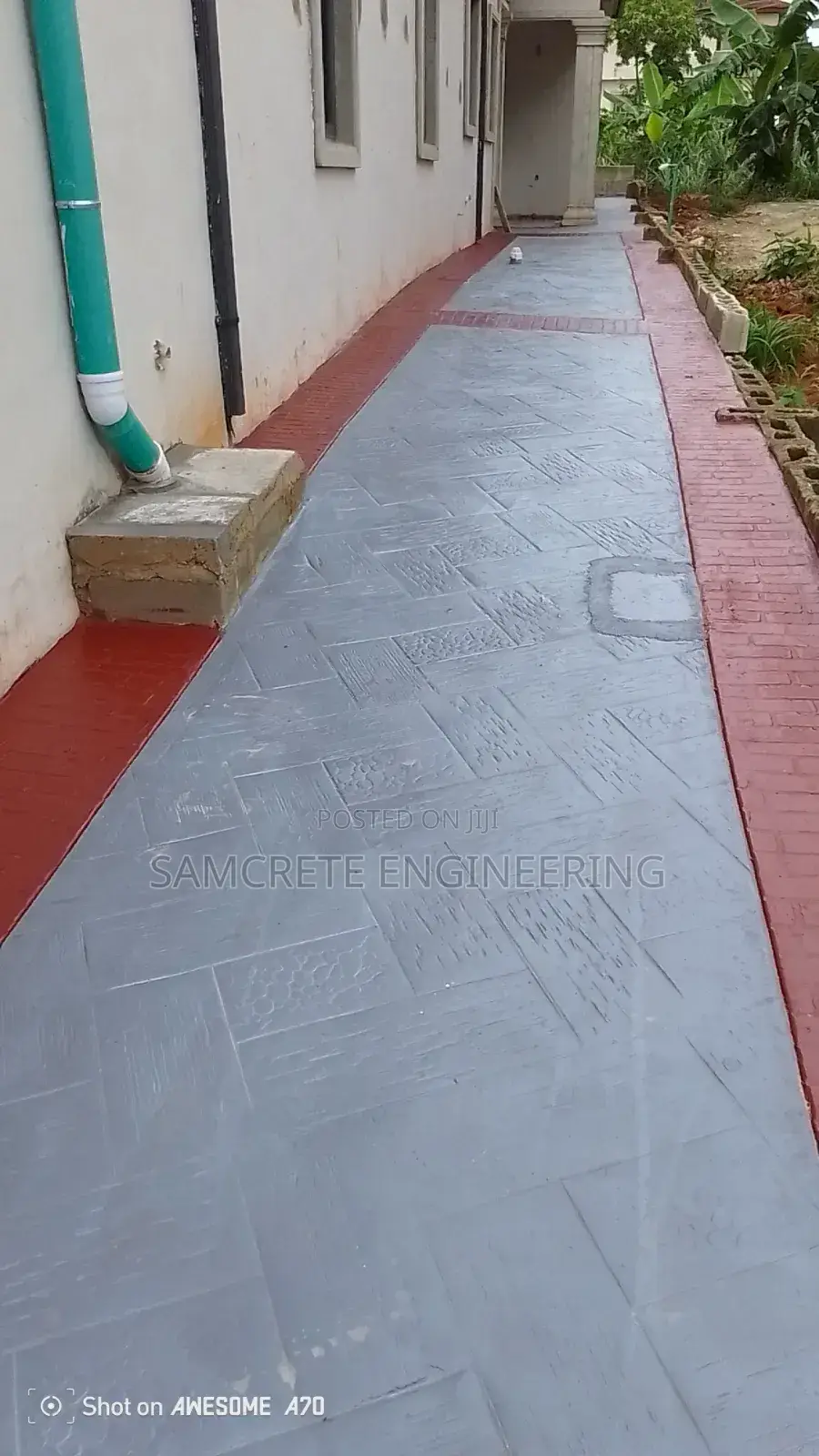 Grey and Wine Wooden Frame Design Stamp Floor