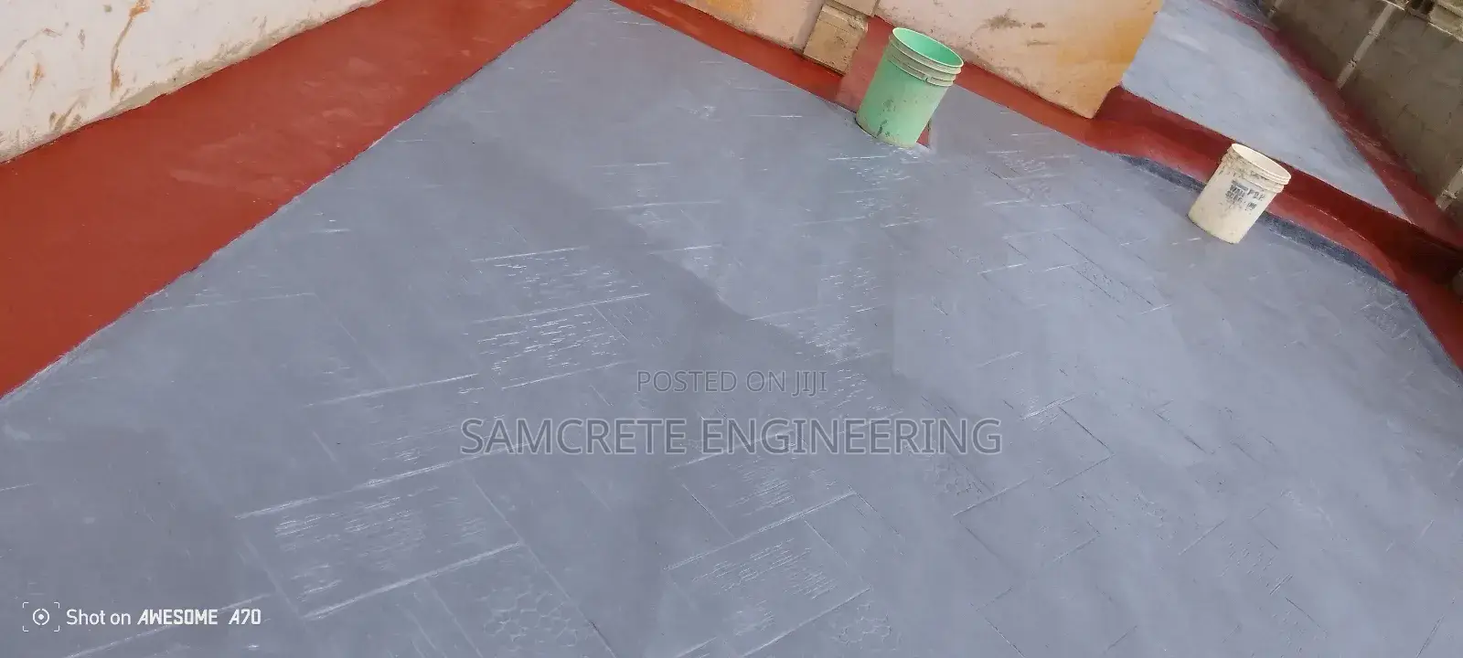 Grey and Wine Wooden Frame Design Stamp Floor