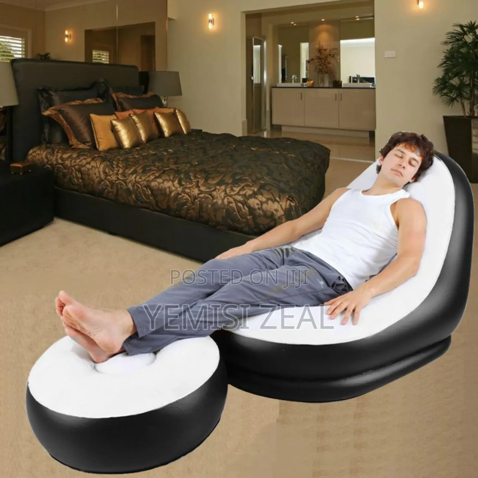 Electric Pump Portable Inflatable Sofa Chair With Footrest