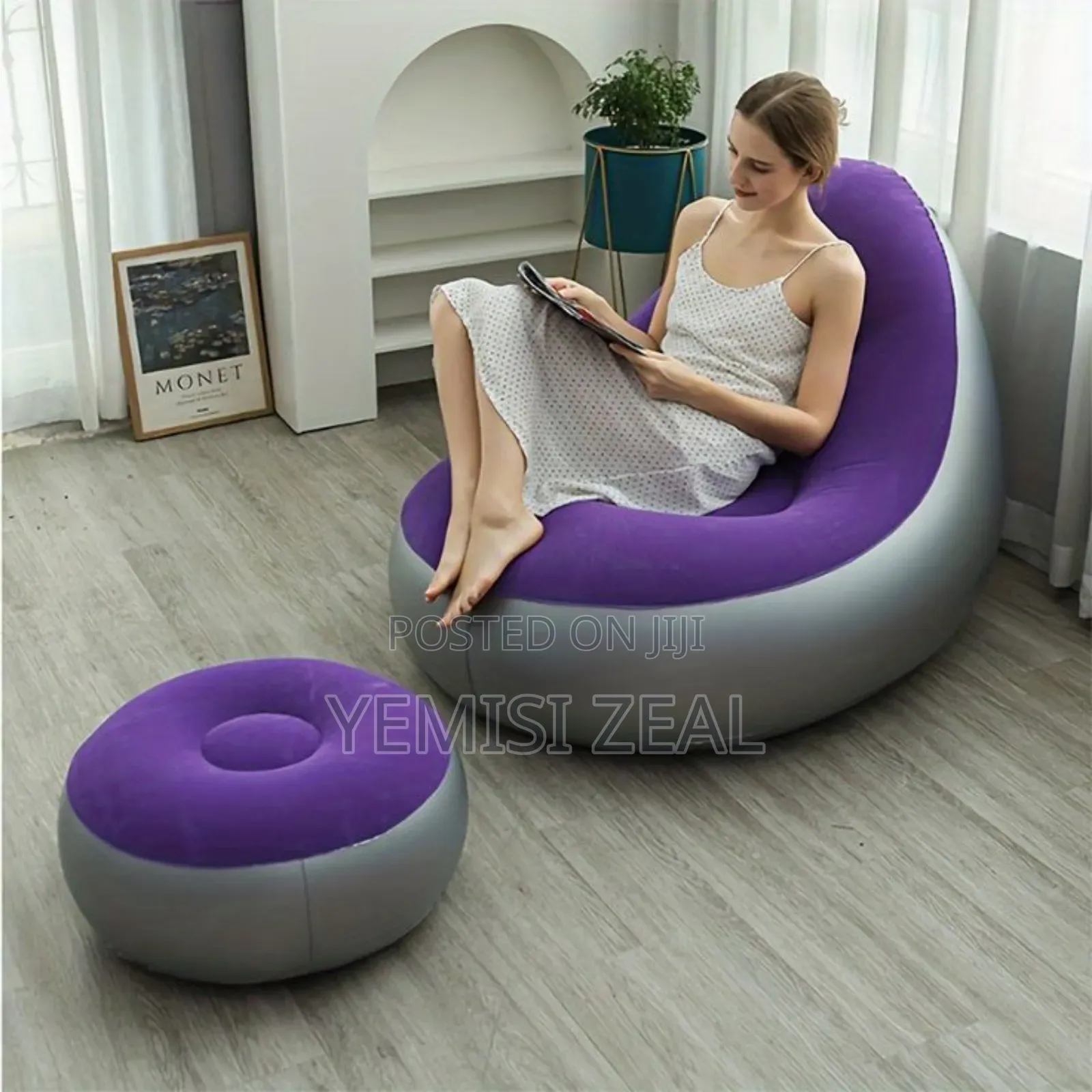Portable Inflatable Sofa Chair With Footrest