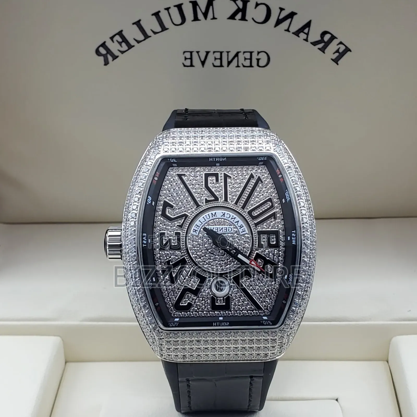 Original Franck Muller Black Genuine Leather Strap Watch
