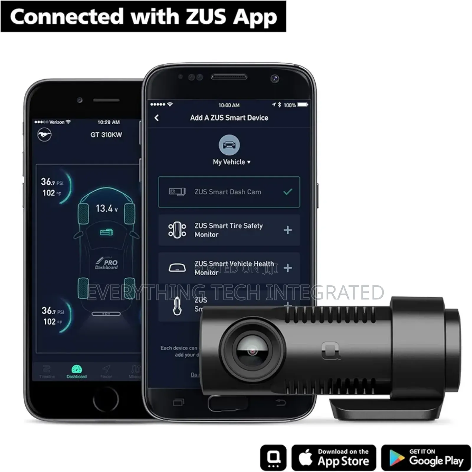 Nonda Zus Smart Dash Cam With Zus App, Hd 1080p Video, 140°