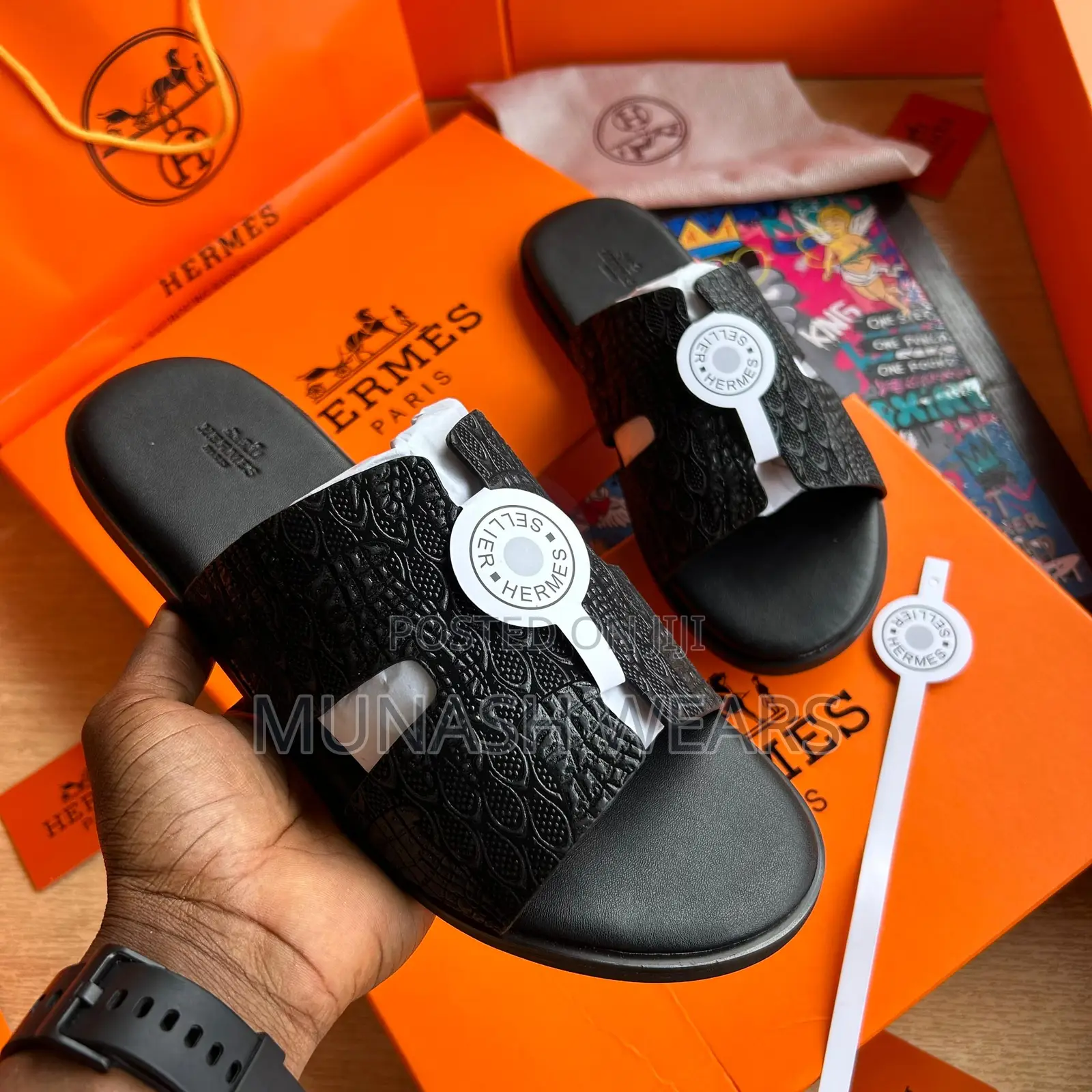 Hermes Calfskin Leather Slipers Collection