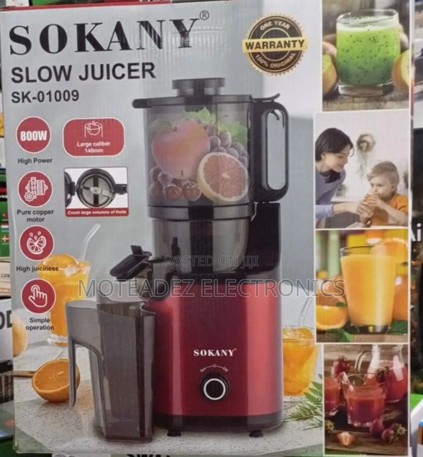 Sokany 800w Large Calibre Pure Copper Coil Heavy Slow Juicer