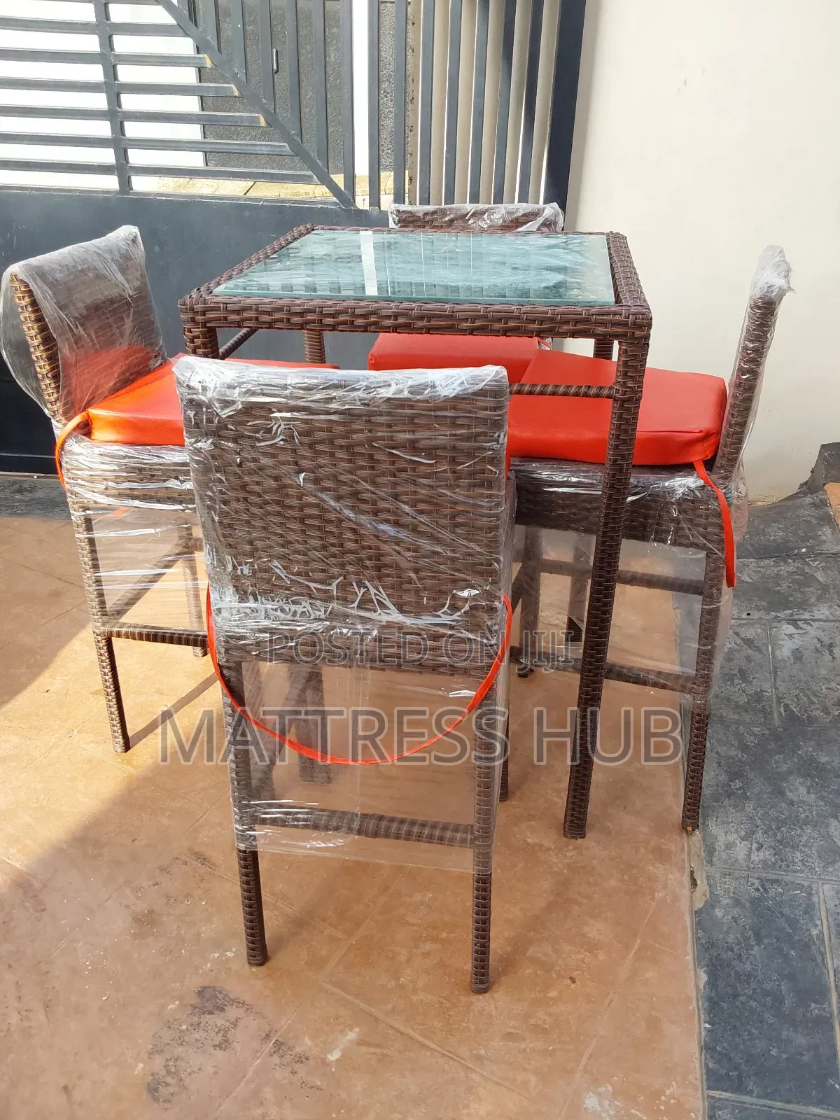 Rattan Bar Chair Set 4pcs