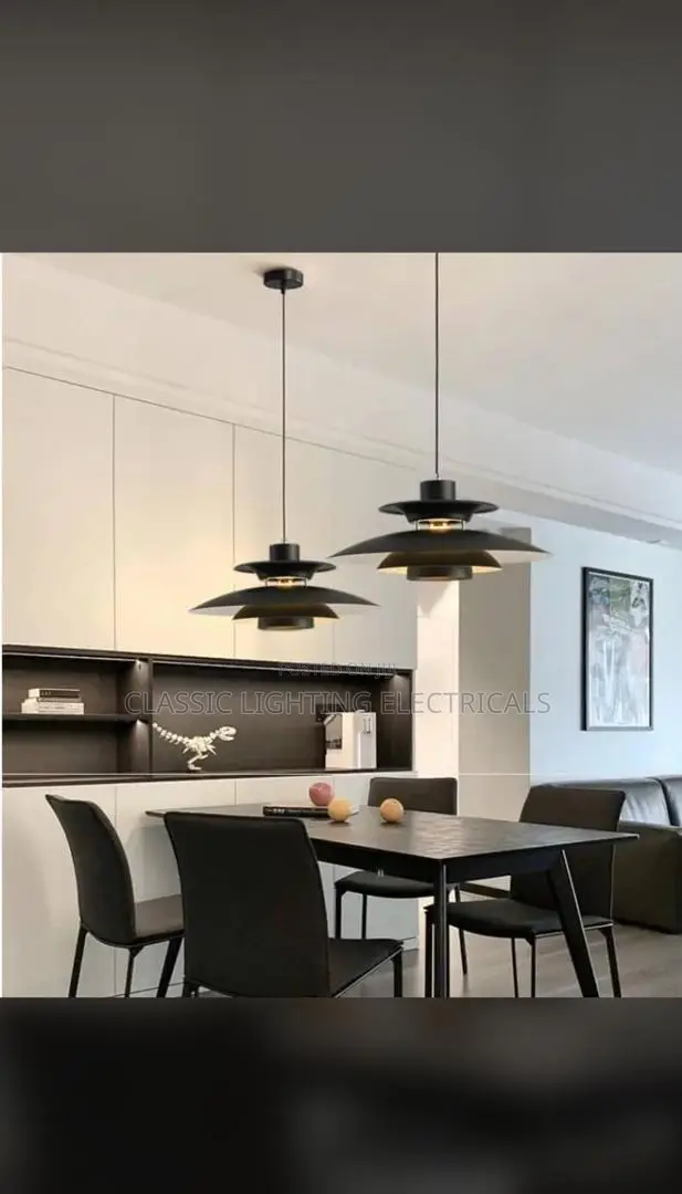 Danish Style Led Art Pendant Light Black (Price For Each)