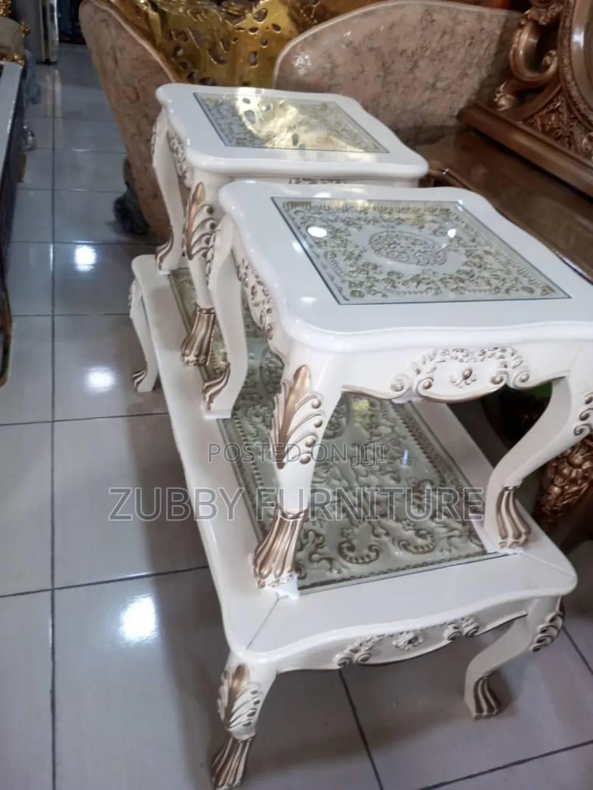 Imported Royal Turkey Center Table With 2 Side Stools