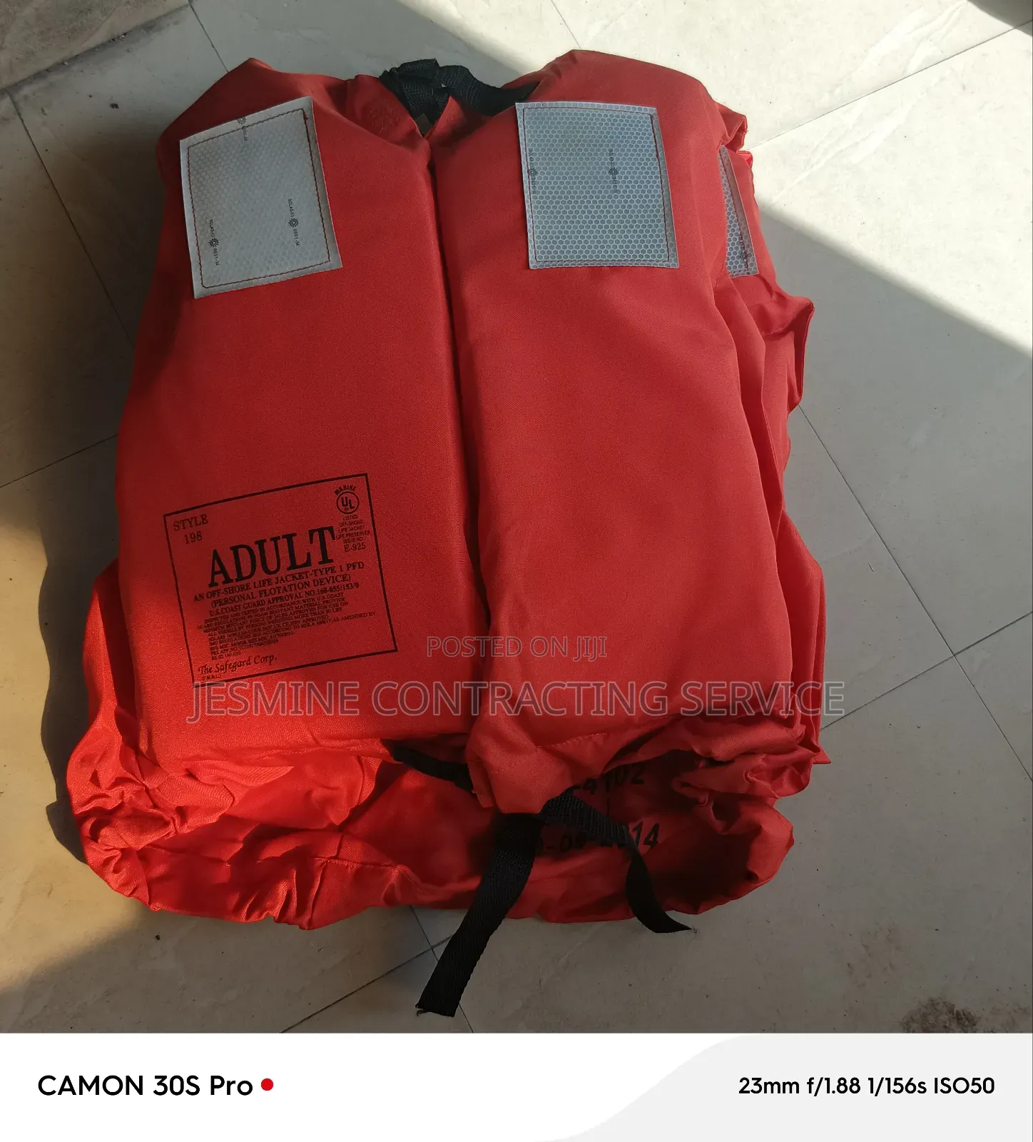 Adult Life Jacket Style 198 Type 1 Pfd Usa