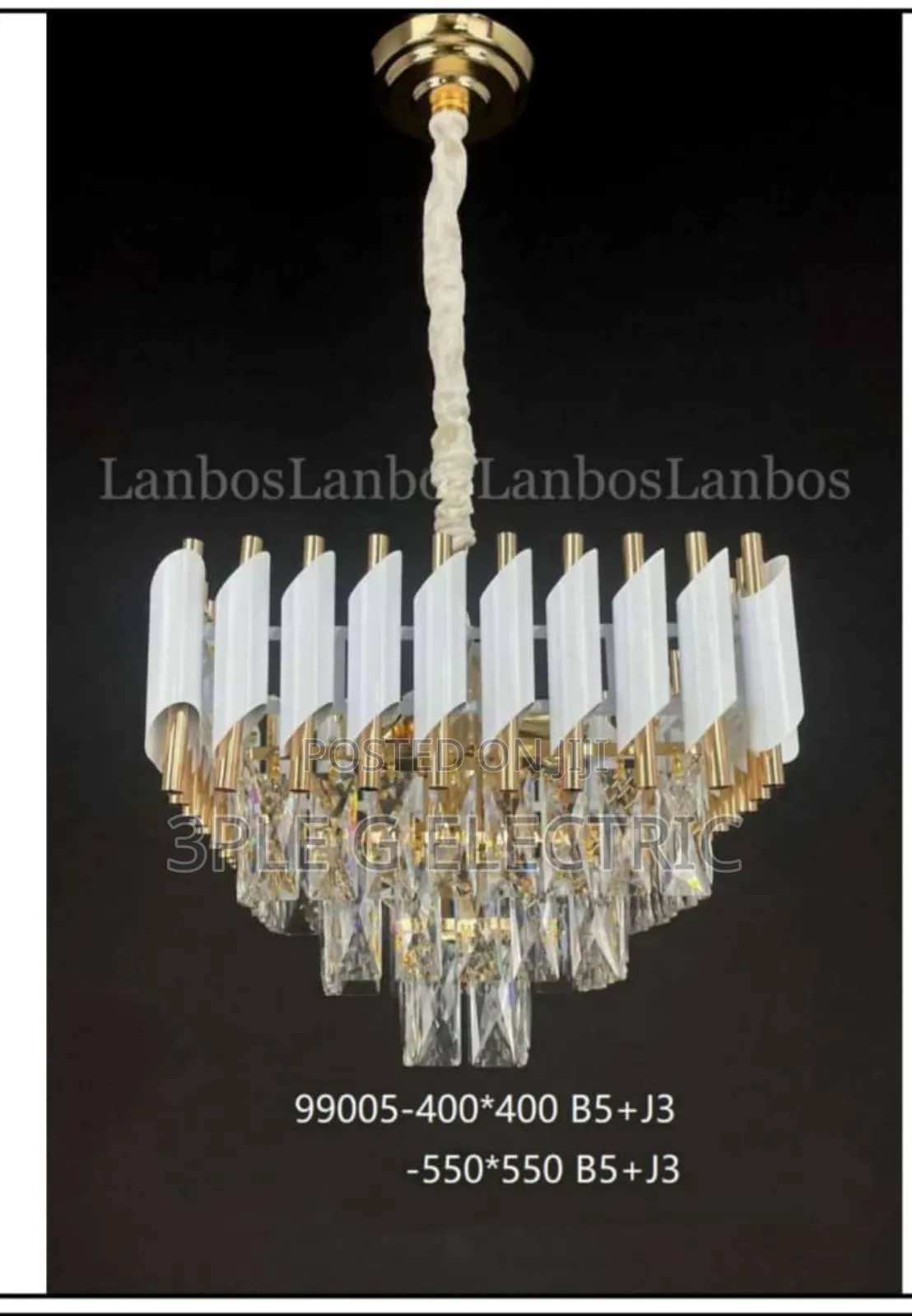 Crystal Chandelier (Size 400mm White Body) Square