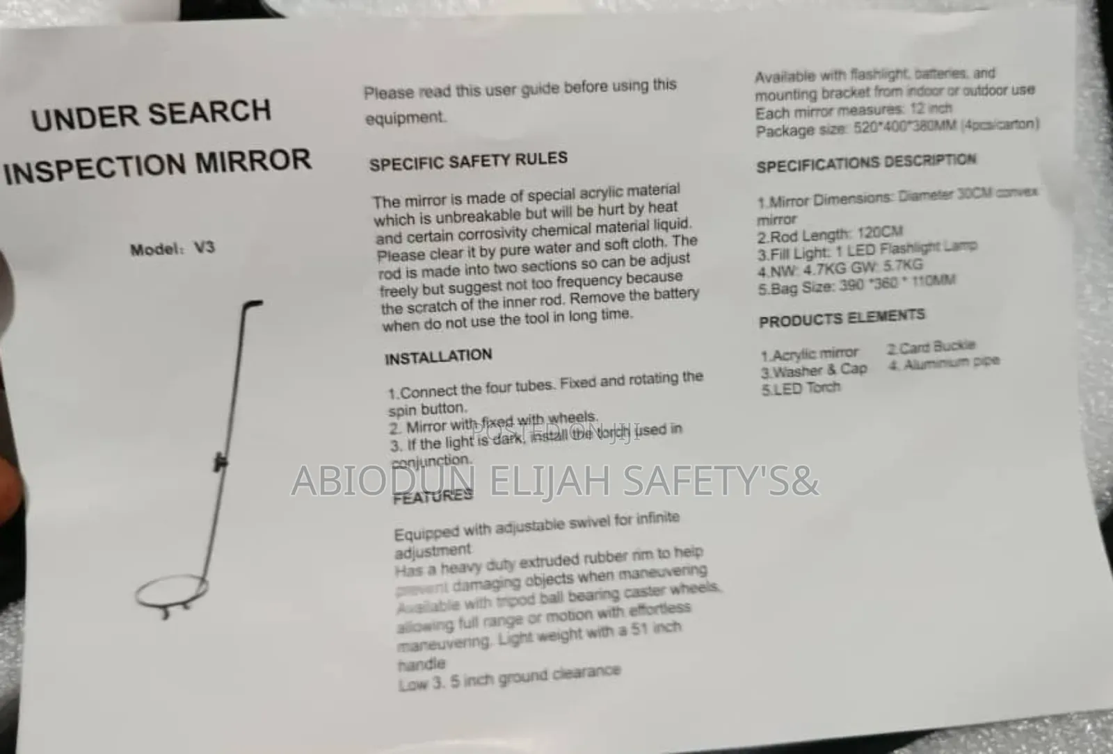 Original Quality Under Car Search Mirror/Under Car Mirror