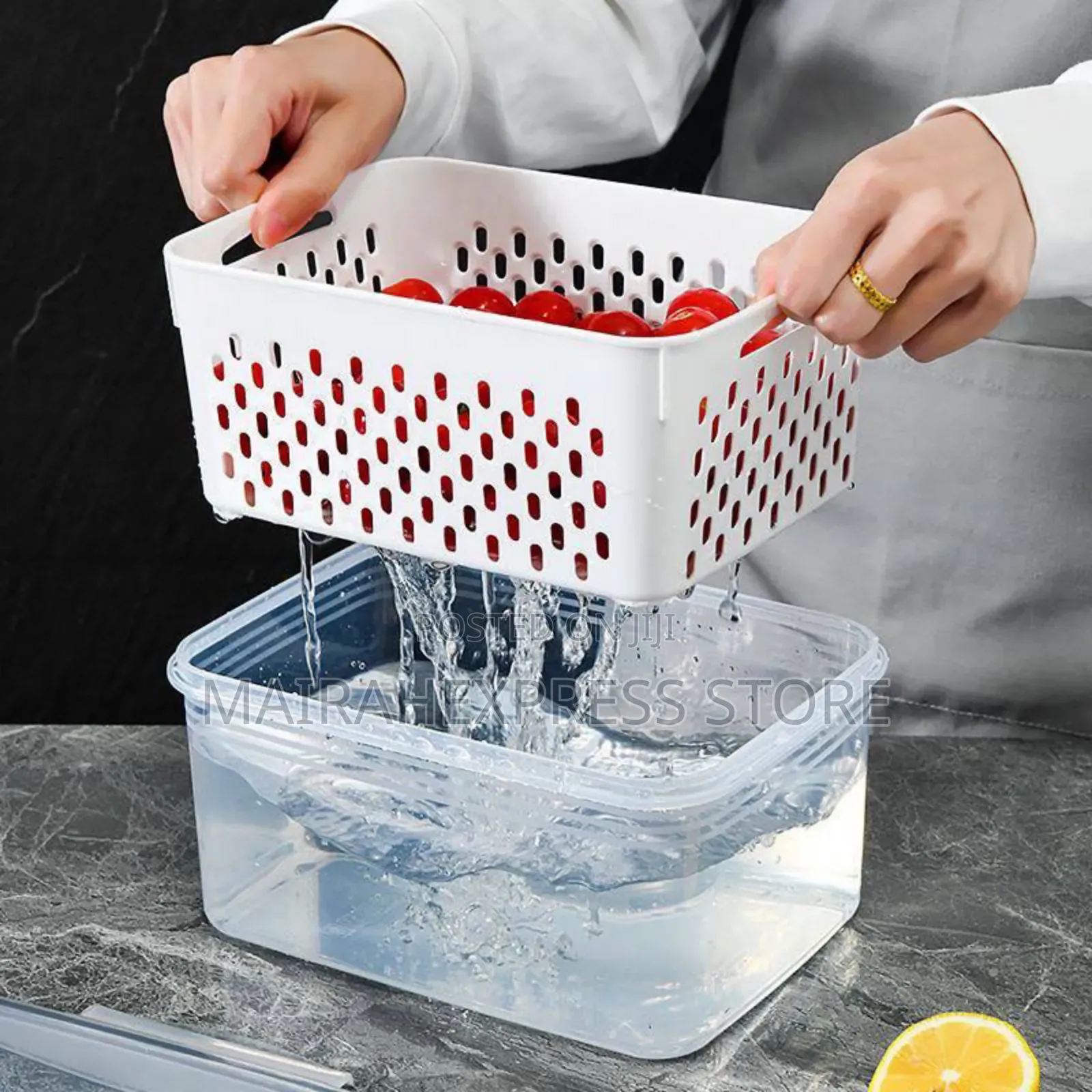 3pcs Kitchen Food Sealed Fruit Vegetable Drain Set