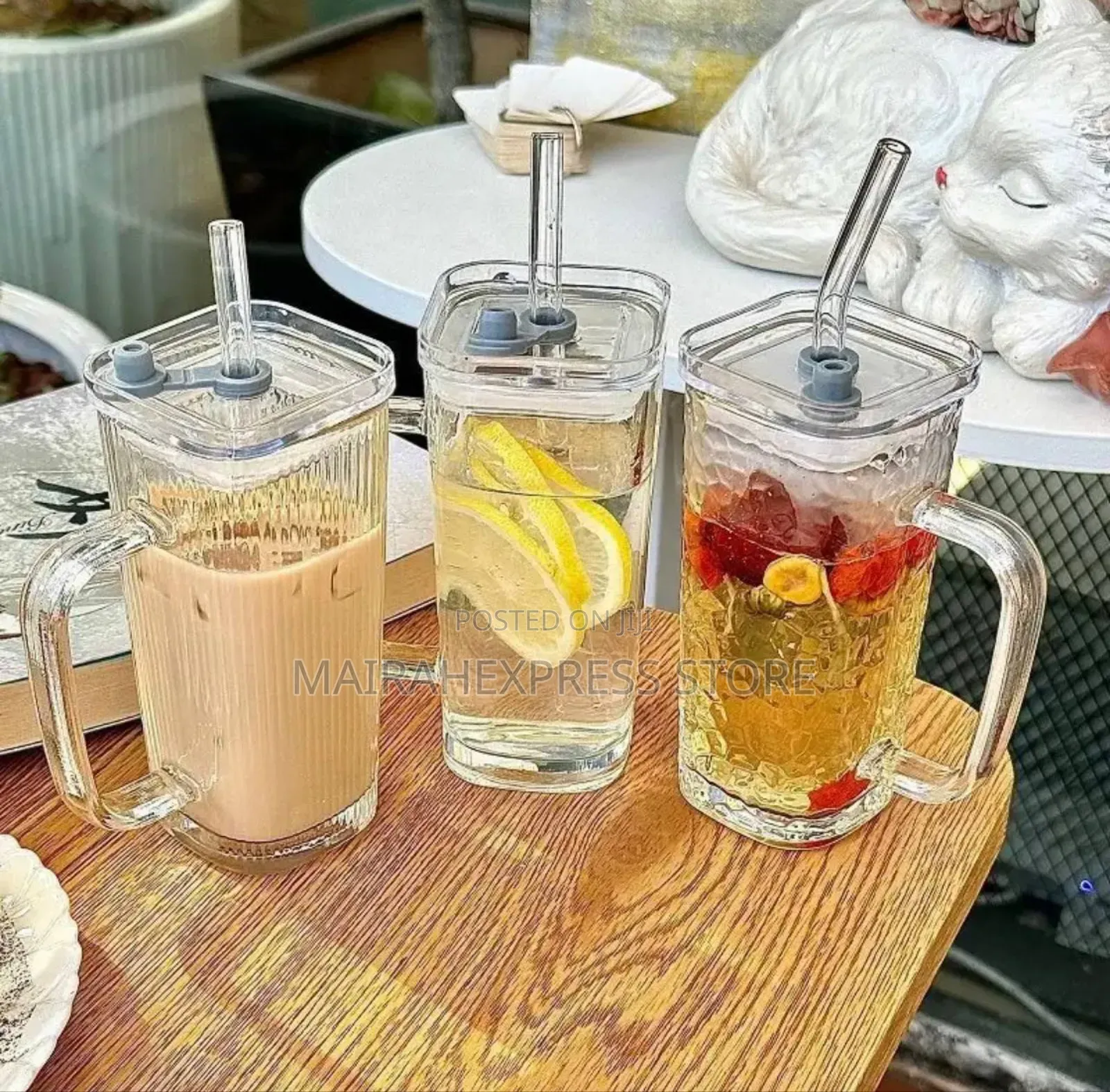 Classic Glass Cup With Cover Straw