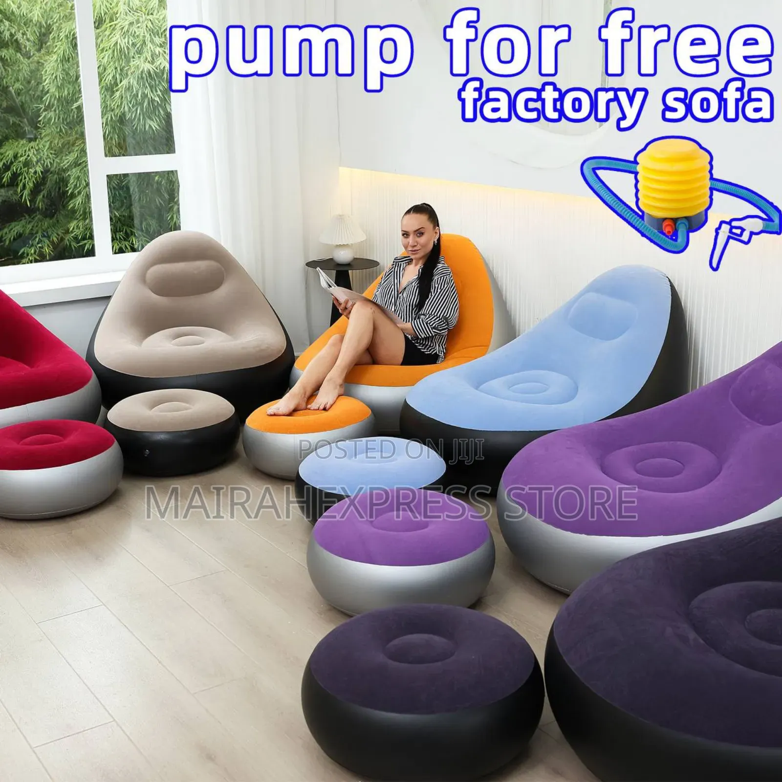 Luxury Inflatable Air Sofa Leg Rest + Free Pumping Machine
