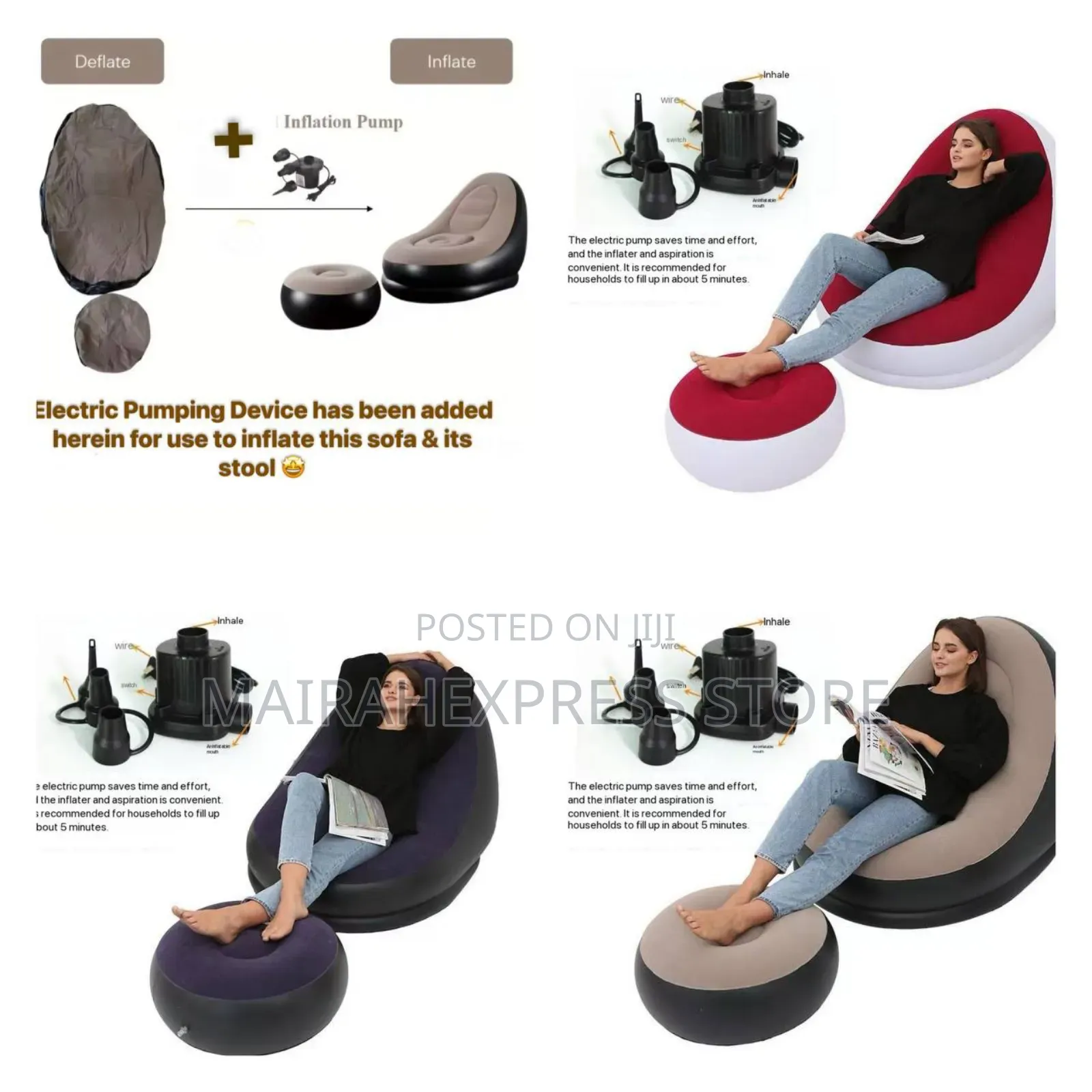 Luxury Inflatable Air Sofa Leg Rest + Free Pumping Machine