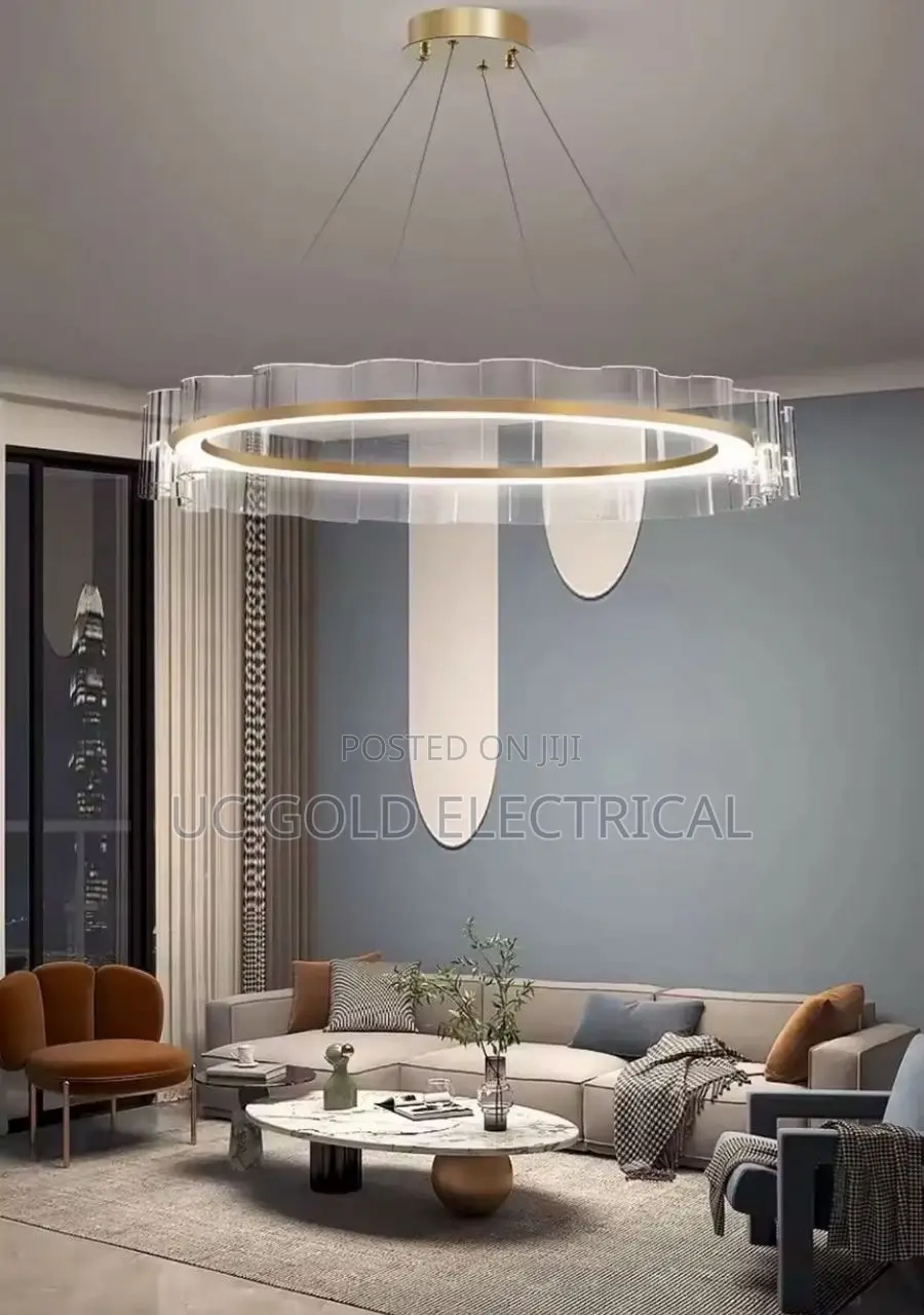 Modern Nordic Salon Chandeliers Aluminum Circular Acrylic