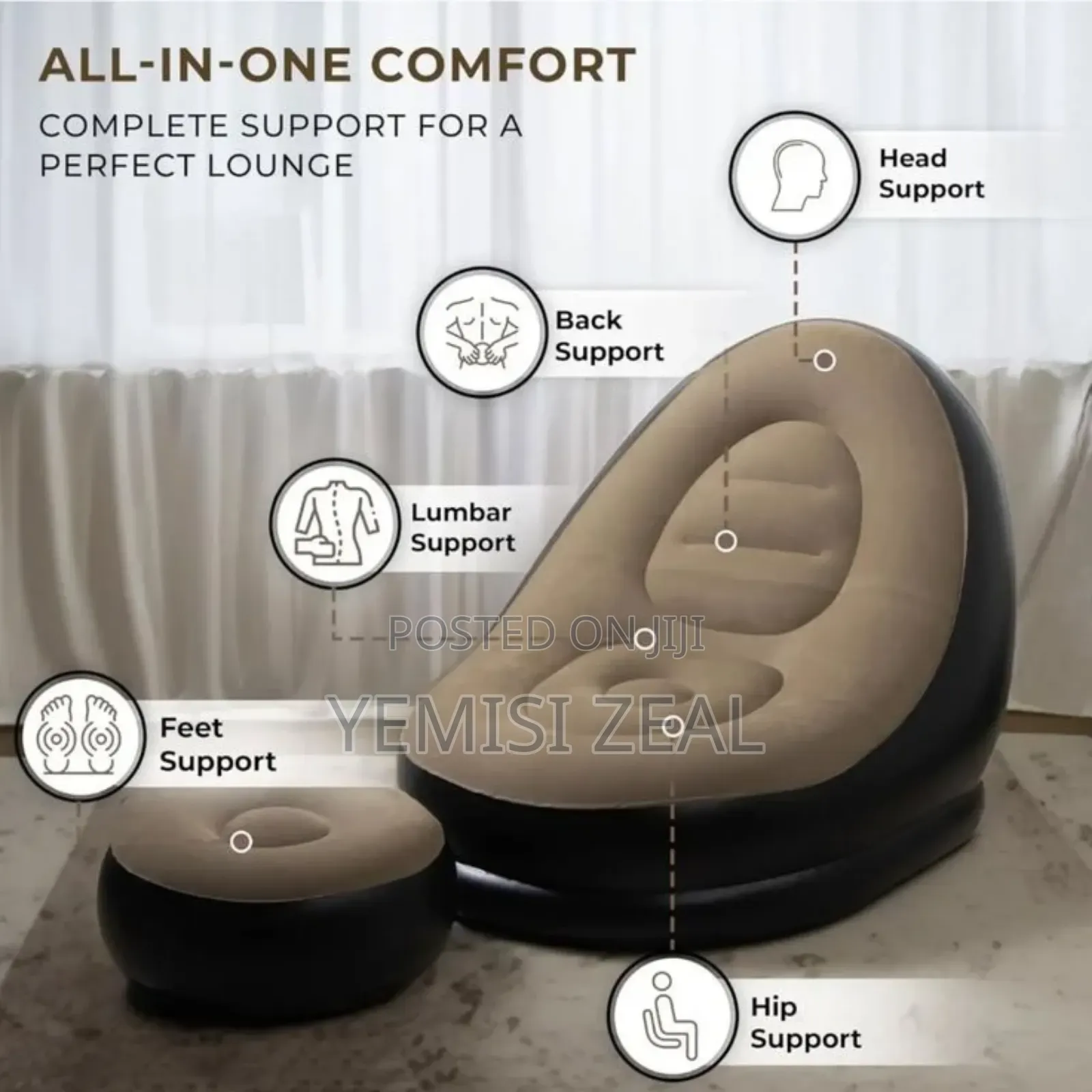 Electric and Manual Inflatable Sofa Chair With Footrest