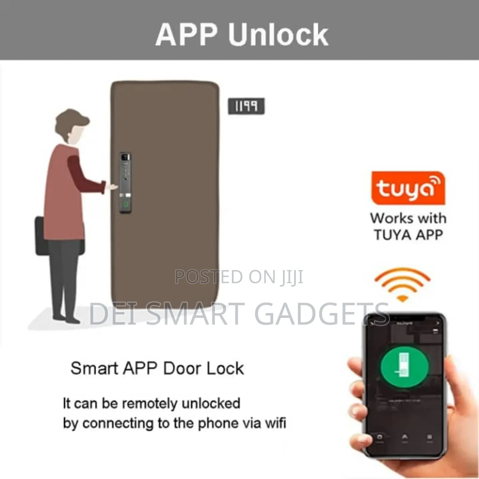 3d Smart Door Lock Tuya (With Remote )