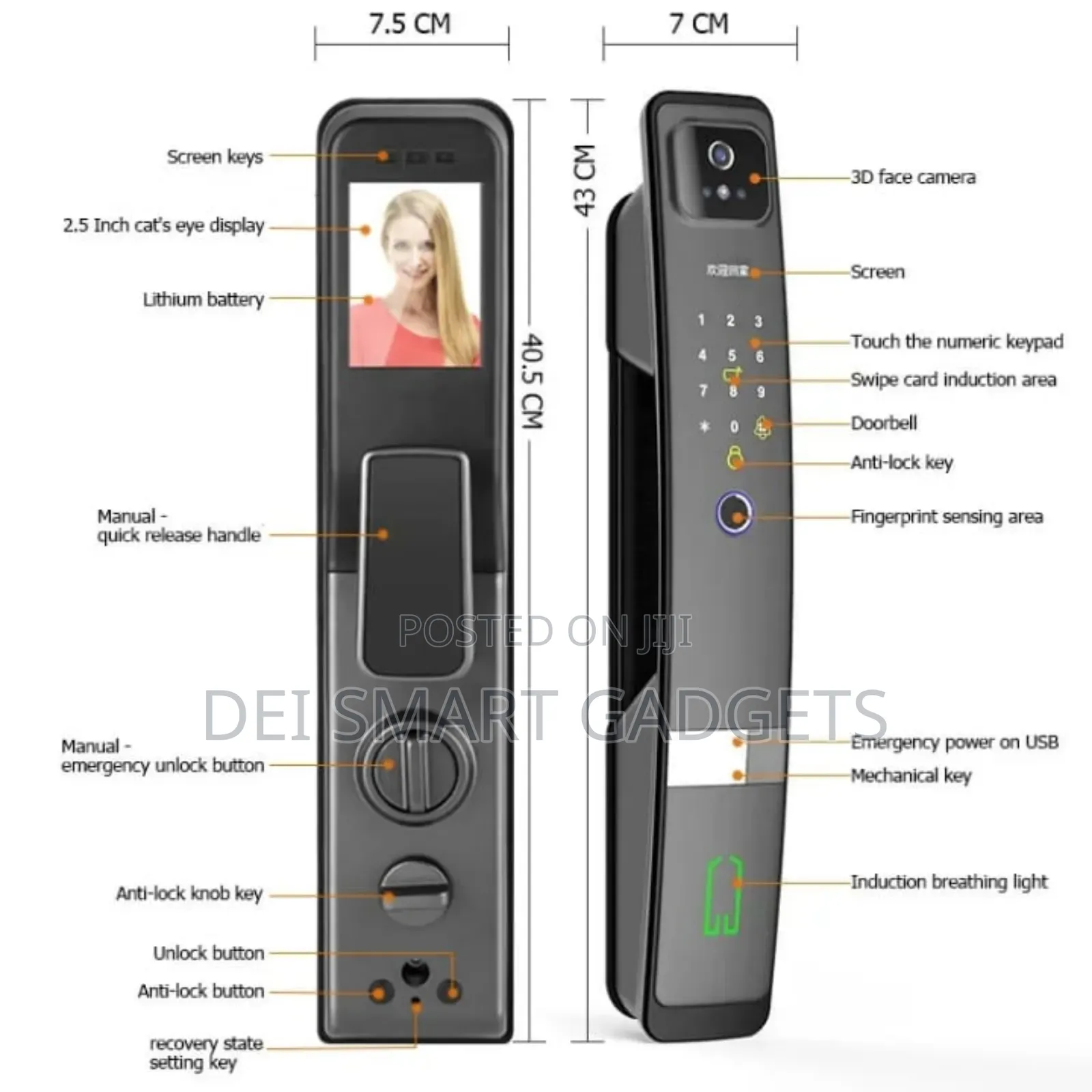3d Smart Door Lock Tuya (With Remote )