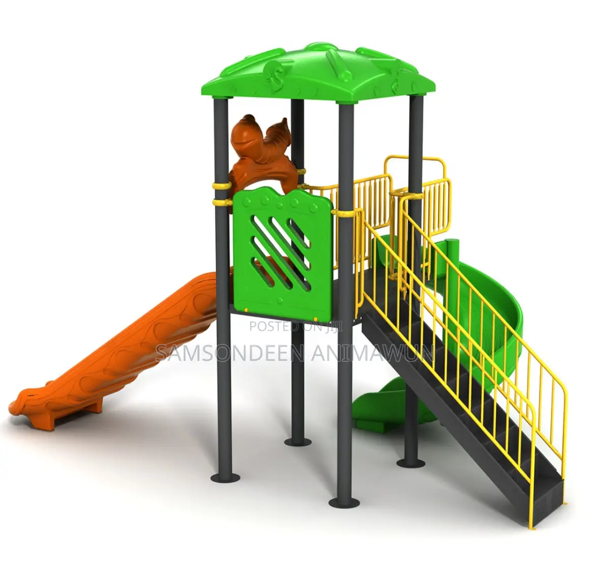 Giant Twin Slide and Spiral Slide Play House Set