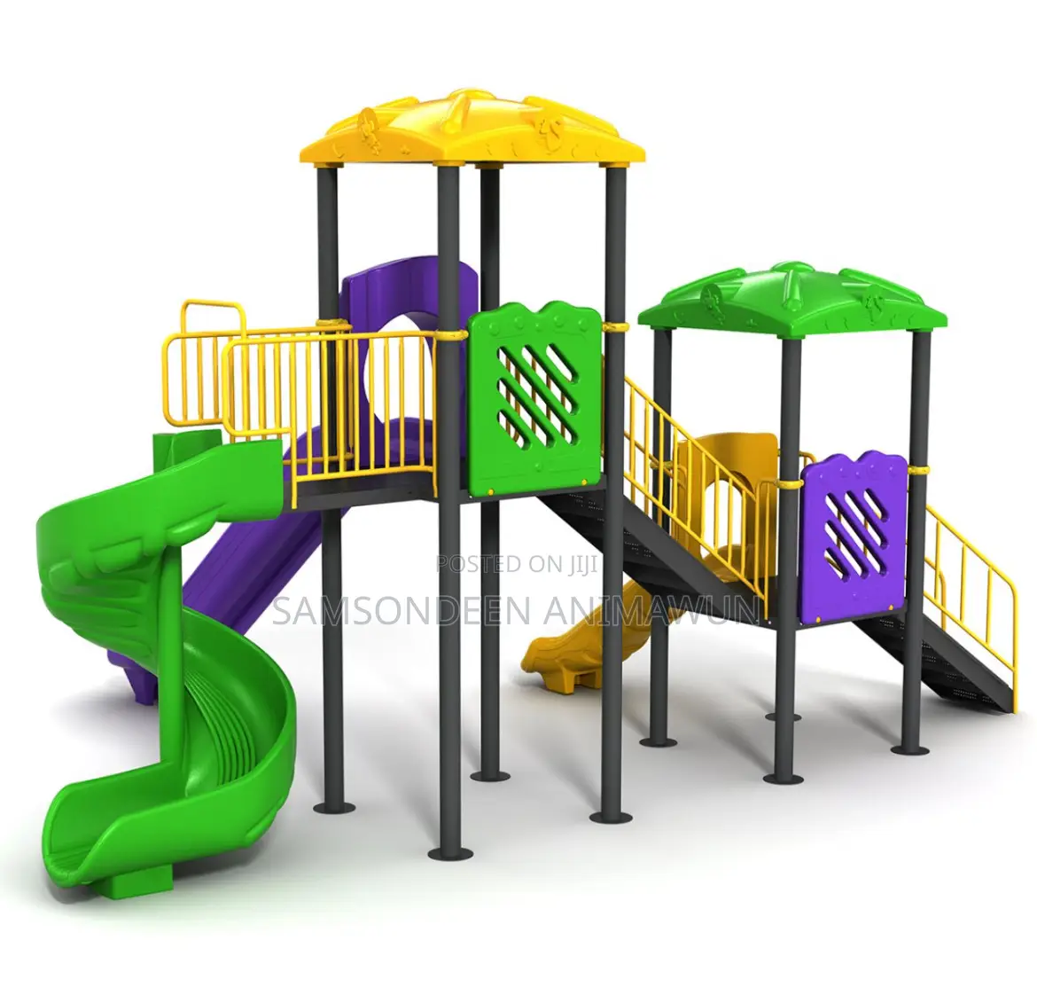 Premium Giant Playhouse Set, With Slides, and Spiral Slides
