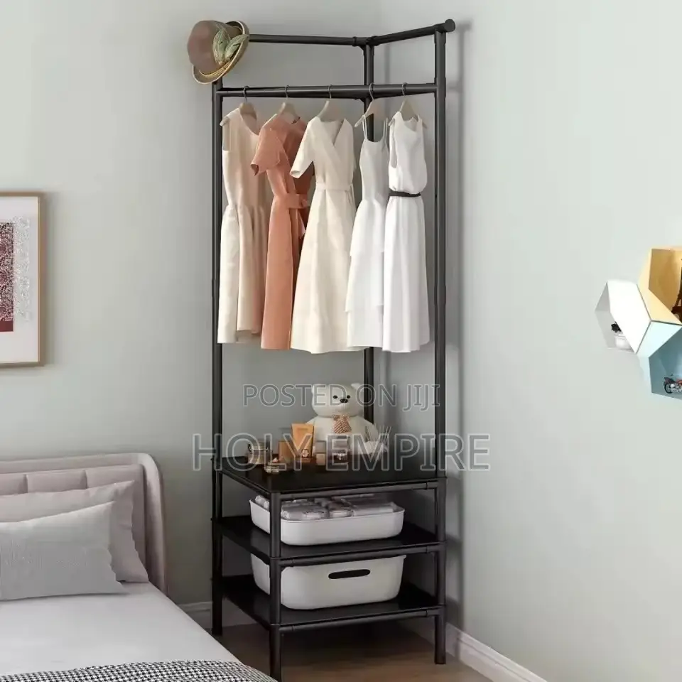 3 Layer Corner Coat Rack Floor Standing Clothes Hanger