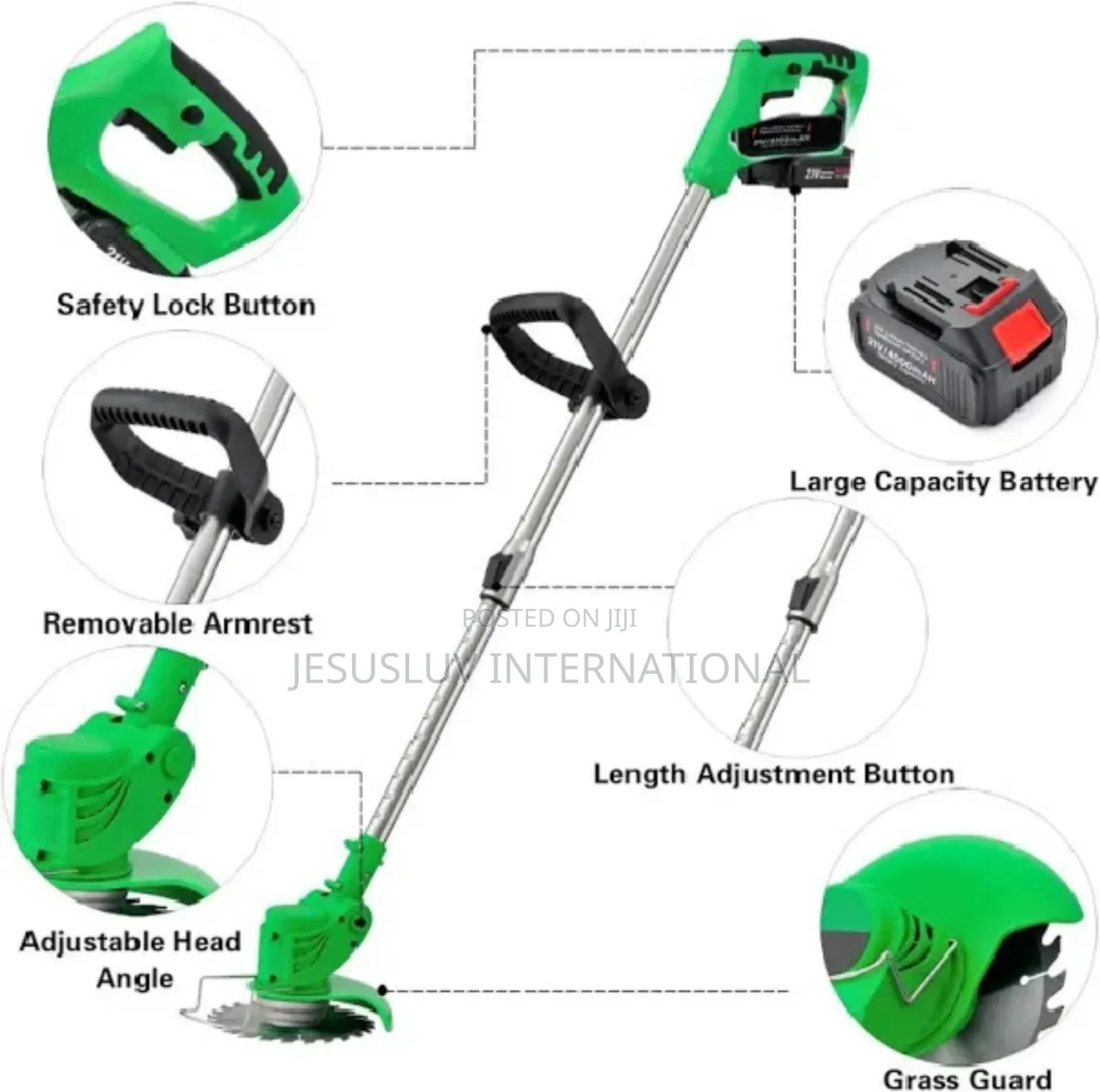 Grass Brush Cutter With 2 Rechargeable 48v Batteries