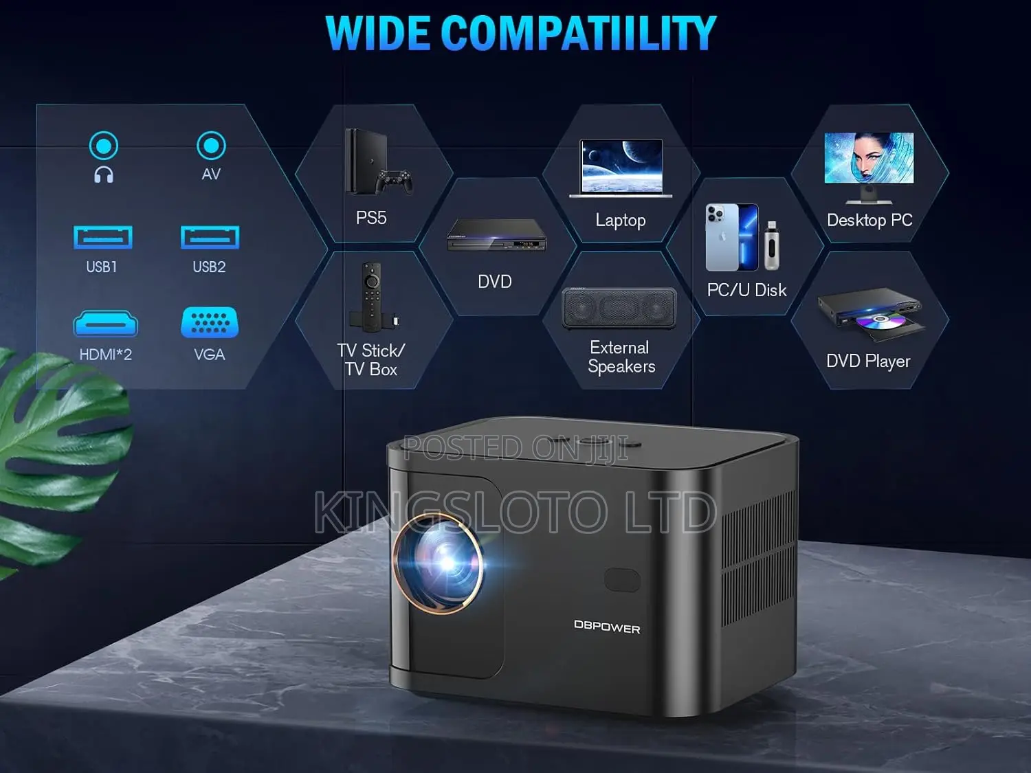 Projector, Support 5g Wifi Bt 5.Video Projector 300ansi